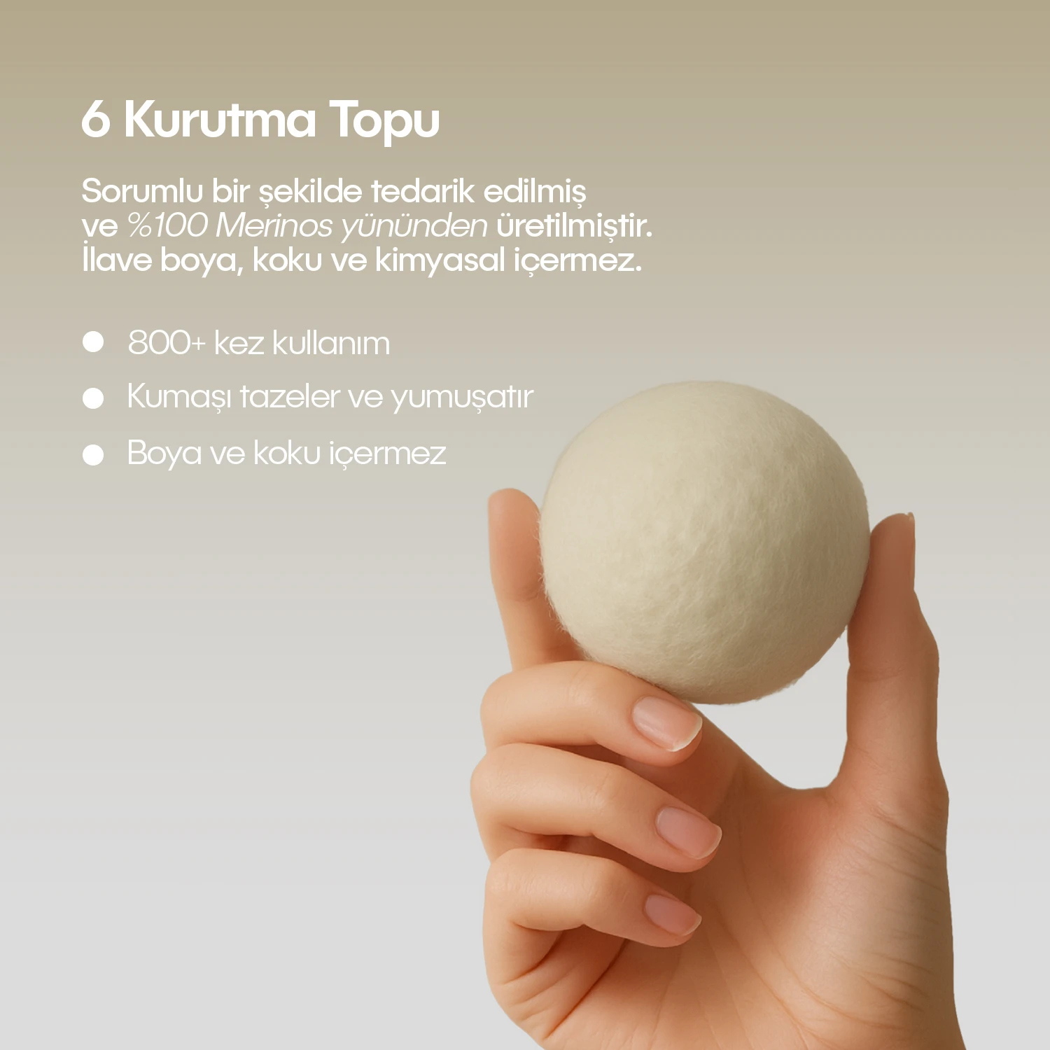 Resim Çamaşır Yün Kurutma Topu ve Koku Seti - Doğal Yumuşatıcı - Kurutma Makinesi Için - 6 Adet - Xl 