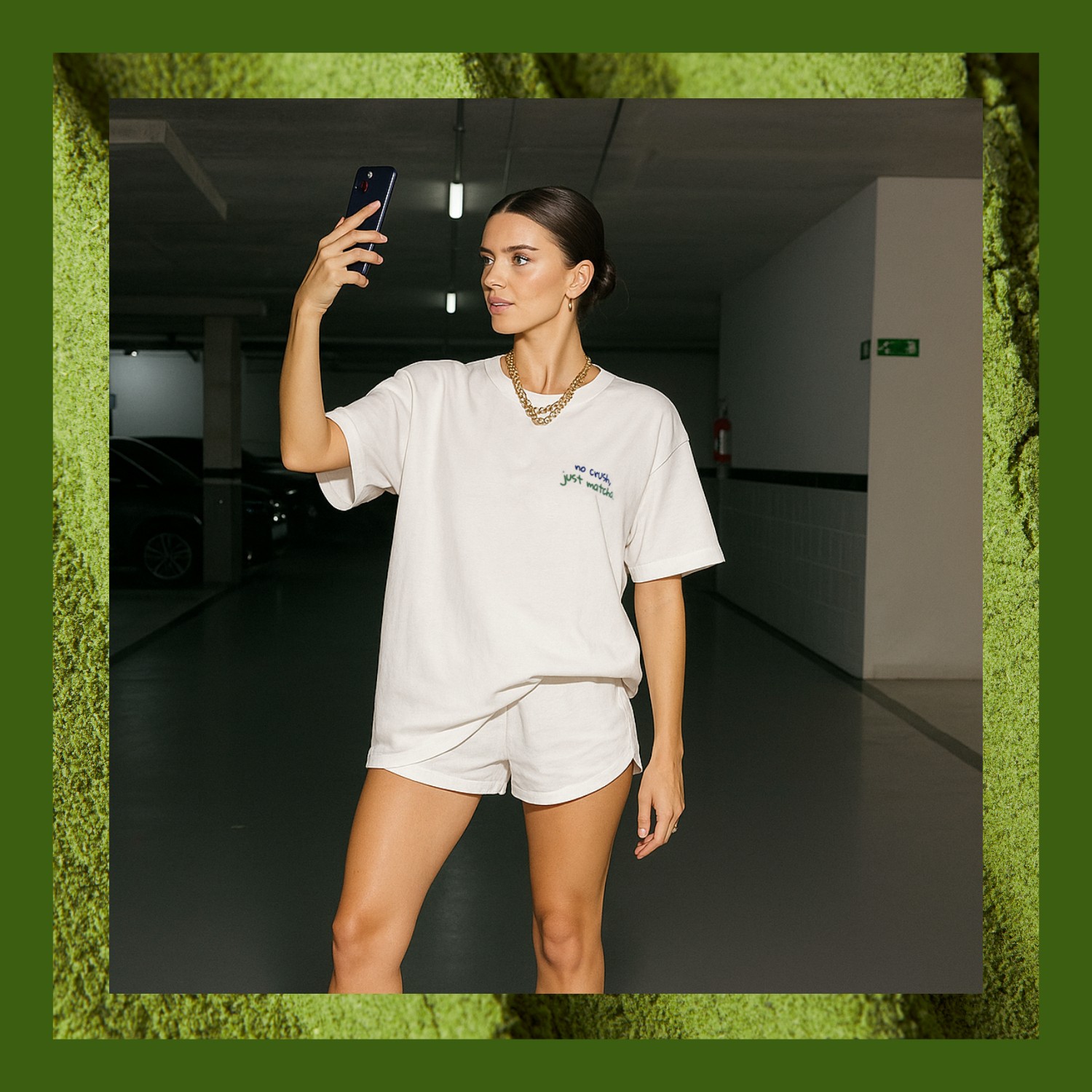 Mim And More Matcha Club Baskılı Unisex Oversize Tişört, Modal Kumaş, Hafif ve Rahat T-Shirt görsel 4