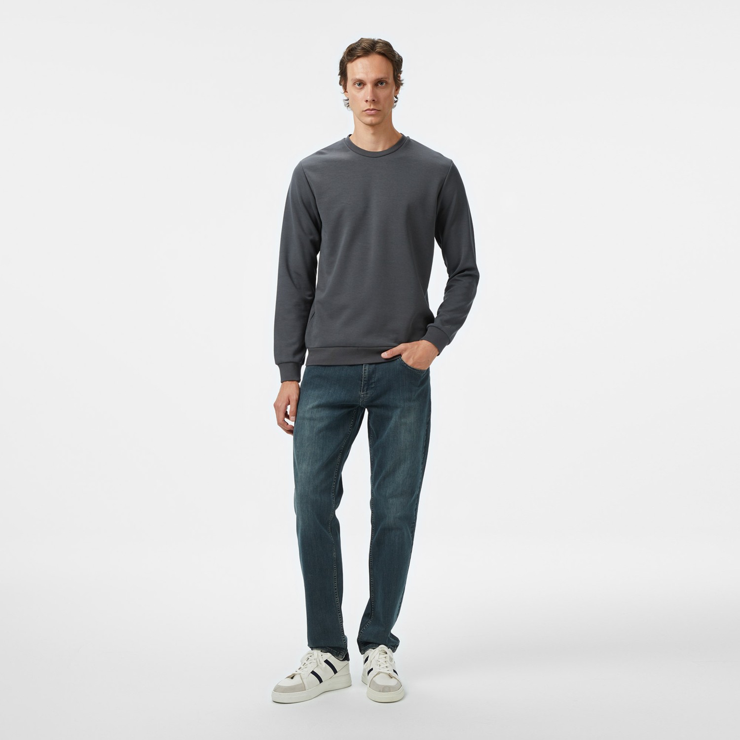 Nautica Erkek Gri Classic Fit Sweatshirt görsel 3