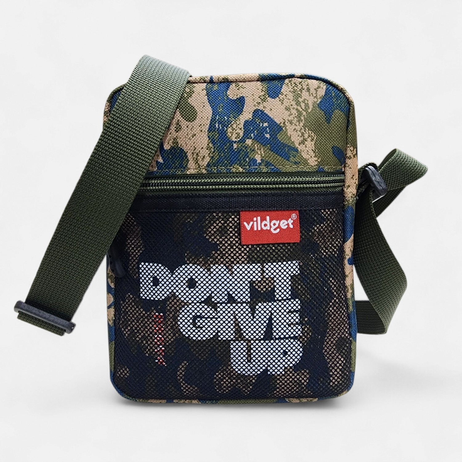 Vildget Kamuflaj File ve Slogan Detaylı Çapraz Çanta Crossbody Bag 18X14X5