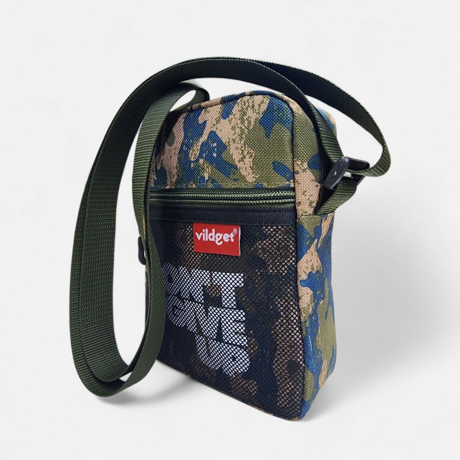 Vildget Kamuflaj File ve Slogan Detaylı Çapraz Çanta Crossbody Bag 18X14X5 görsel 2