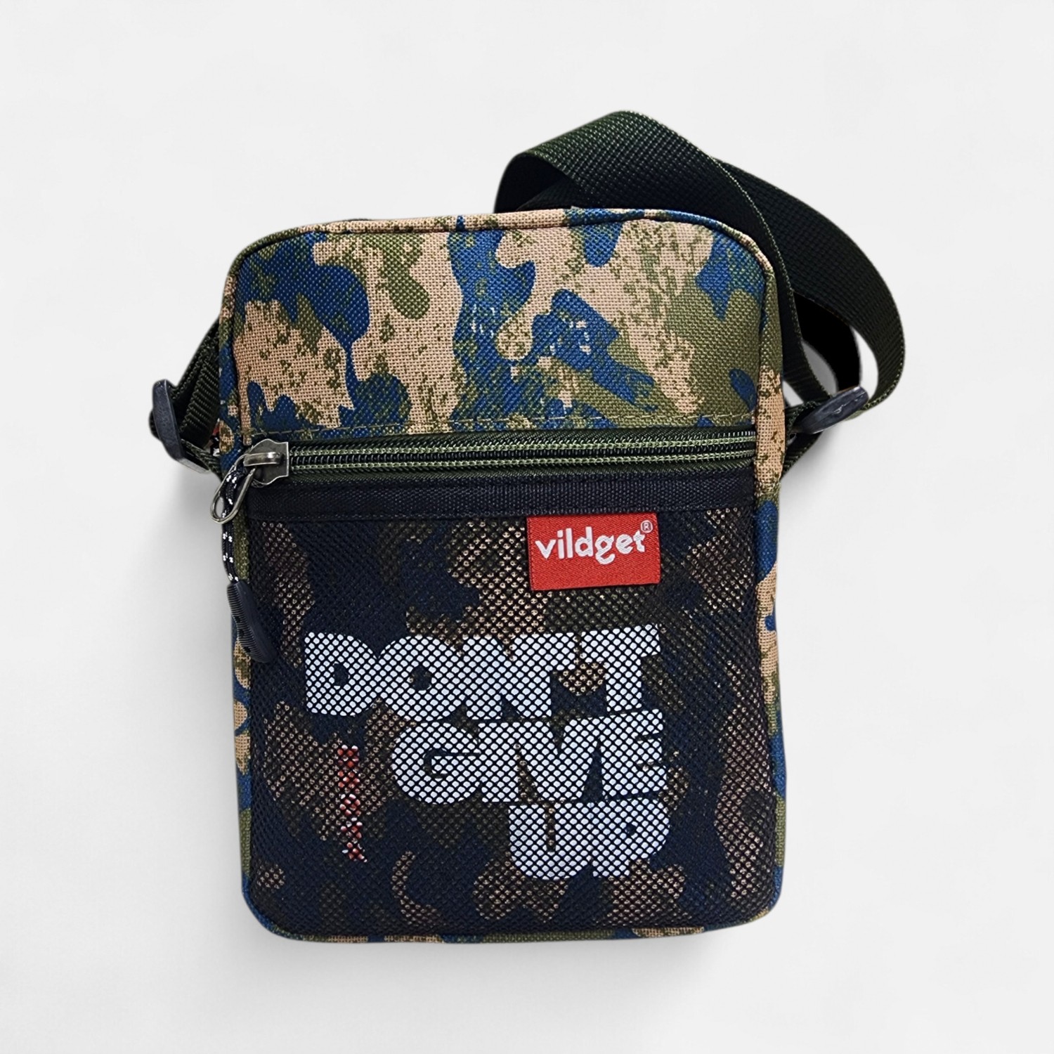 Vildget Kamuflaj File ve Slogan Detaylı Çapraz Çanta Crossbody Bag 18X14X5 görsel 3