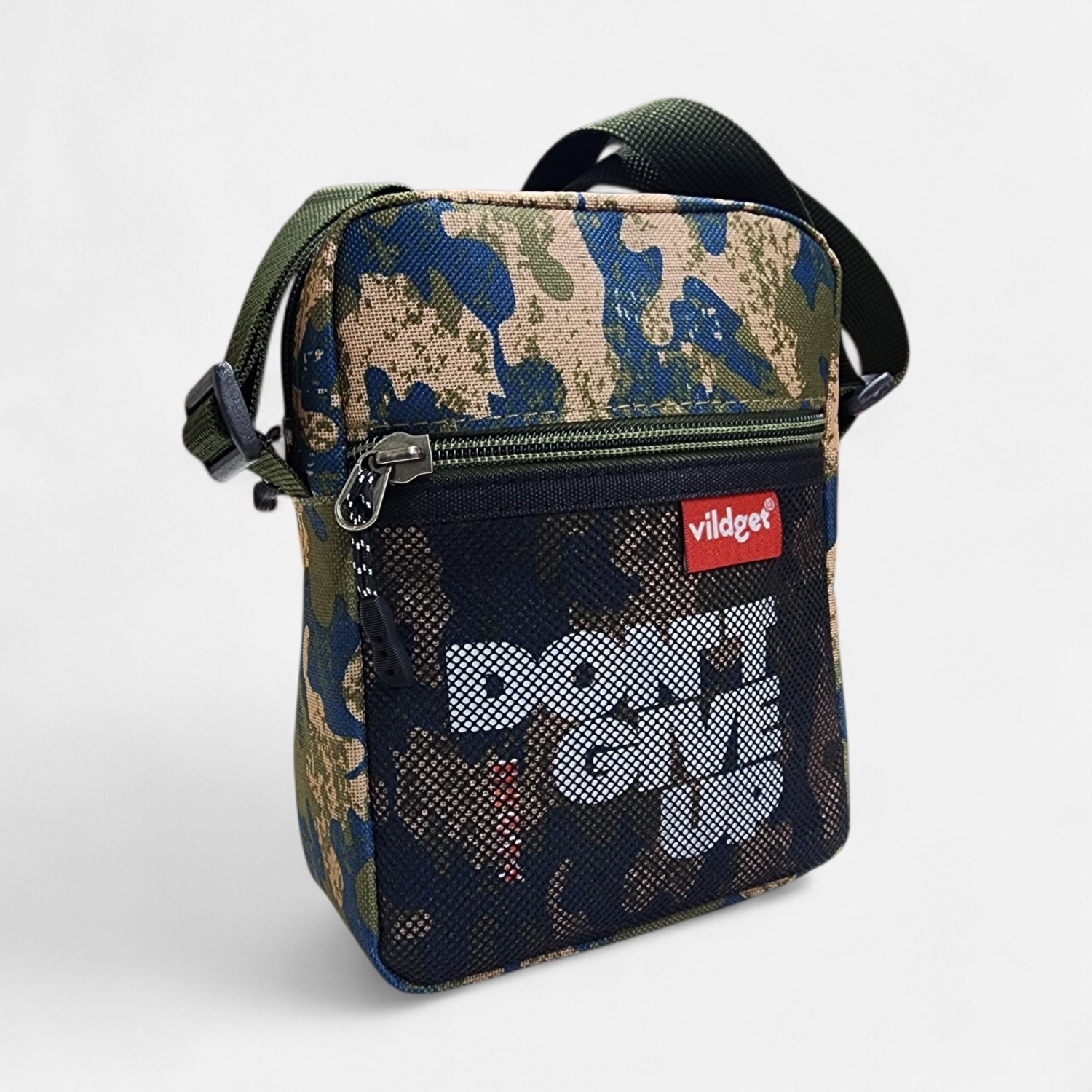Vildget Kamuflaj File ve Slogan Detaylı Çapraz Çanta Crossbody Bag 18X14X5 görsel 4