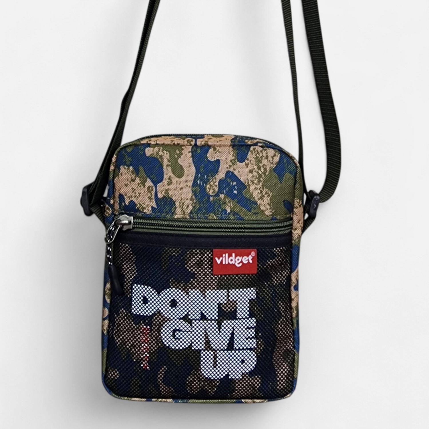 Vildget Kamuflaj File ve Slogan Detaylı Çapraz Çanta Crossbody Bag 18X14X5 görsel 5