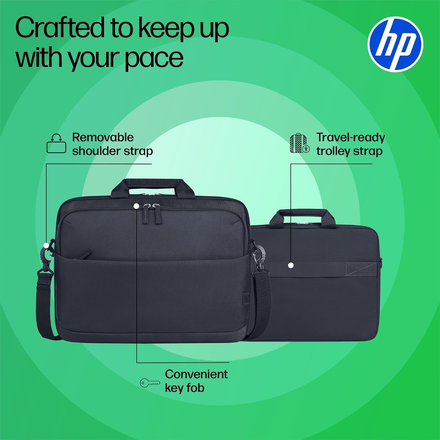 HP 14" Everyday Laptop Çantası, 600D Geri Dönüşümlü Polyester, 9l, Dolgulu Bölme, Su Geçirmez, Çıkar görsel 4