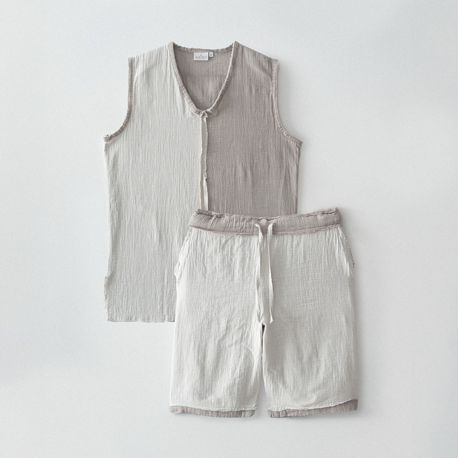 Ecocotton Melsa Erkek Şortlu Pijama Takımı %100 Organik Pamuk Müslin Yeşil