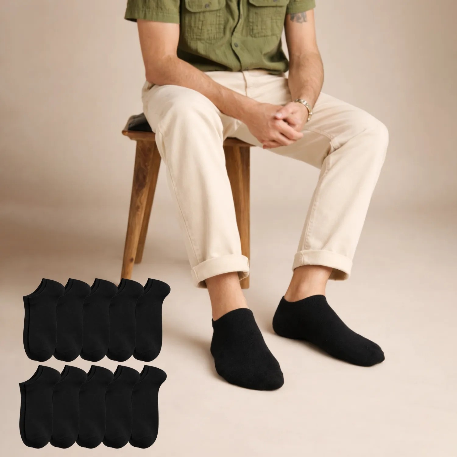 Kral Socks Ekonomik Bilek Boy Patik Çorap Düz Desen Yıkamalı Pamuklu 10 Çift