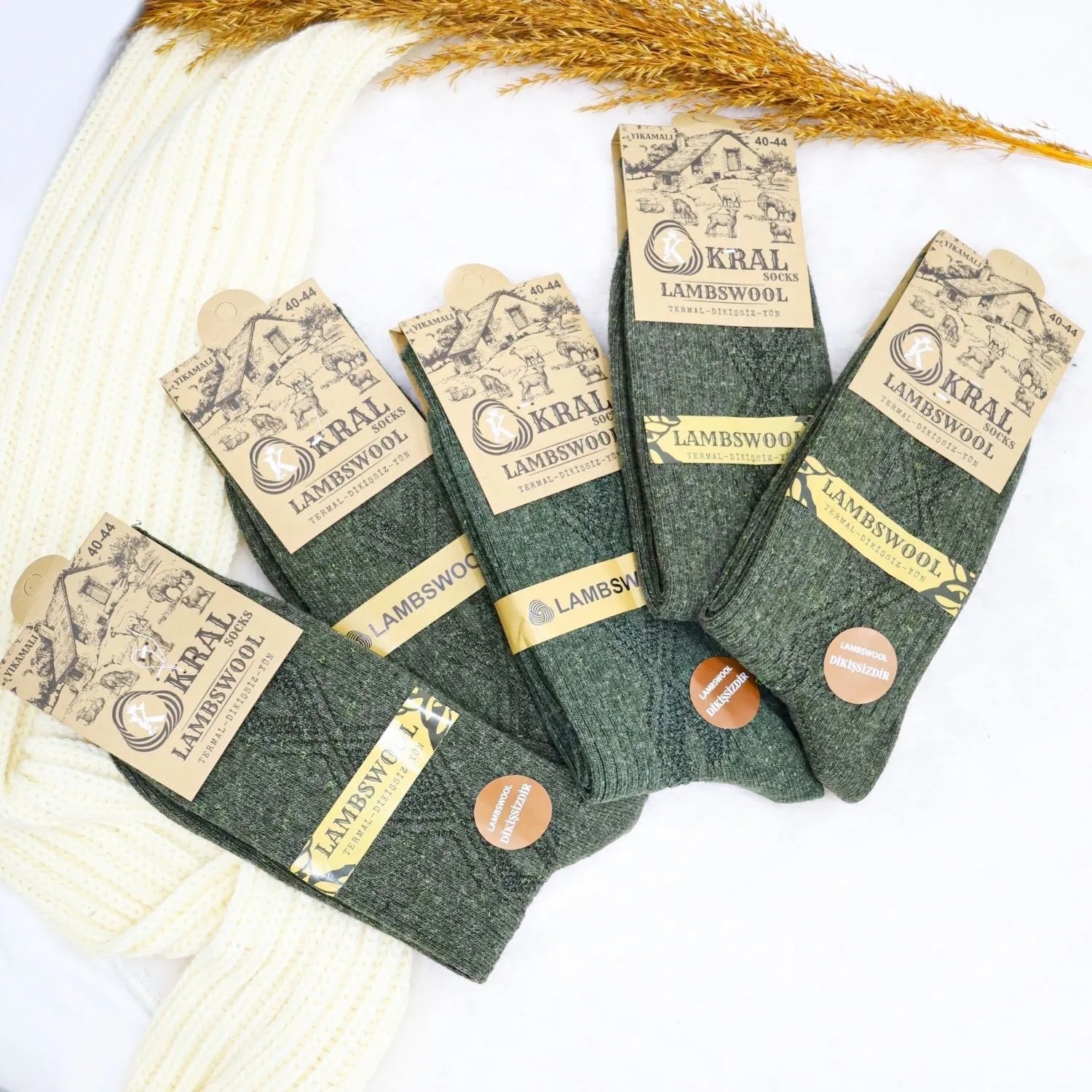 Kral Socks Erkek Kışlık Termal Etkili (5'li Paket) Lambswool Kuzu Yün Çorap