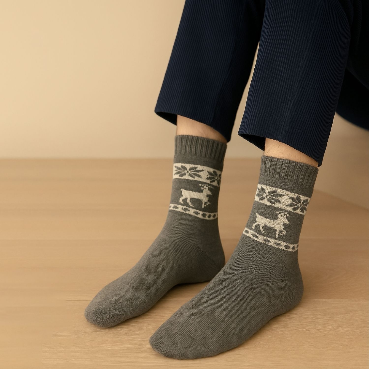 Kral Socks Unisex 3'lü Alpaka Yünlü Çorap Termal Kalın Yumuşak Kışlık Bot Çorabı görsel 3