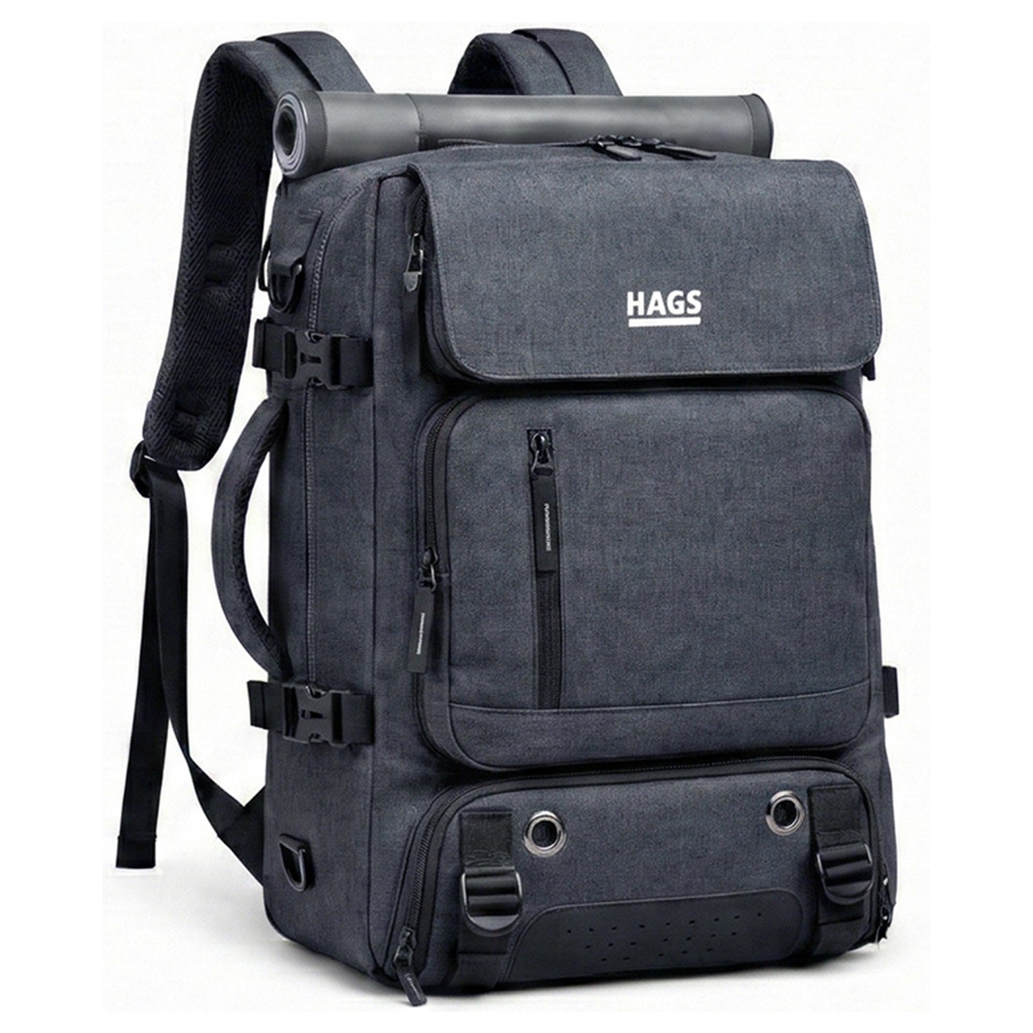 Haegs Seyahat Sırt Çantası, 3in1 Dönüştürülebilir, Multi Cepli Organizer Sırt ve El Çantası, Gri