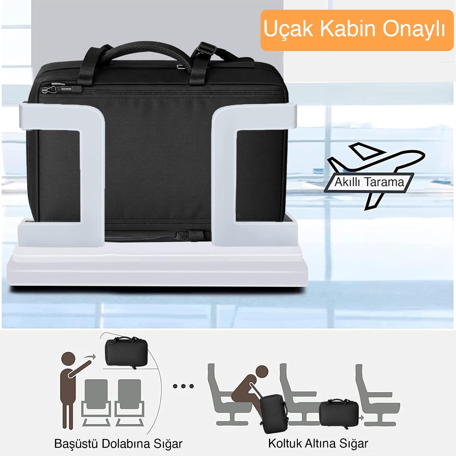 Haegs Seyahat Sırt Çantası, 3in1 Dönüştürülebilir, Multi Cepli Organizer Sırt ve El Çantası, Gri görsel 4