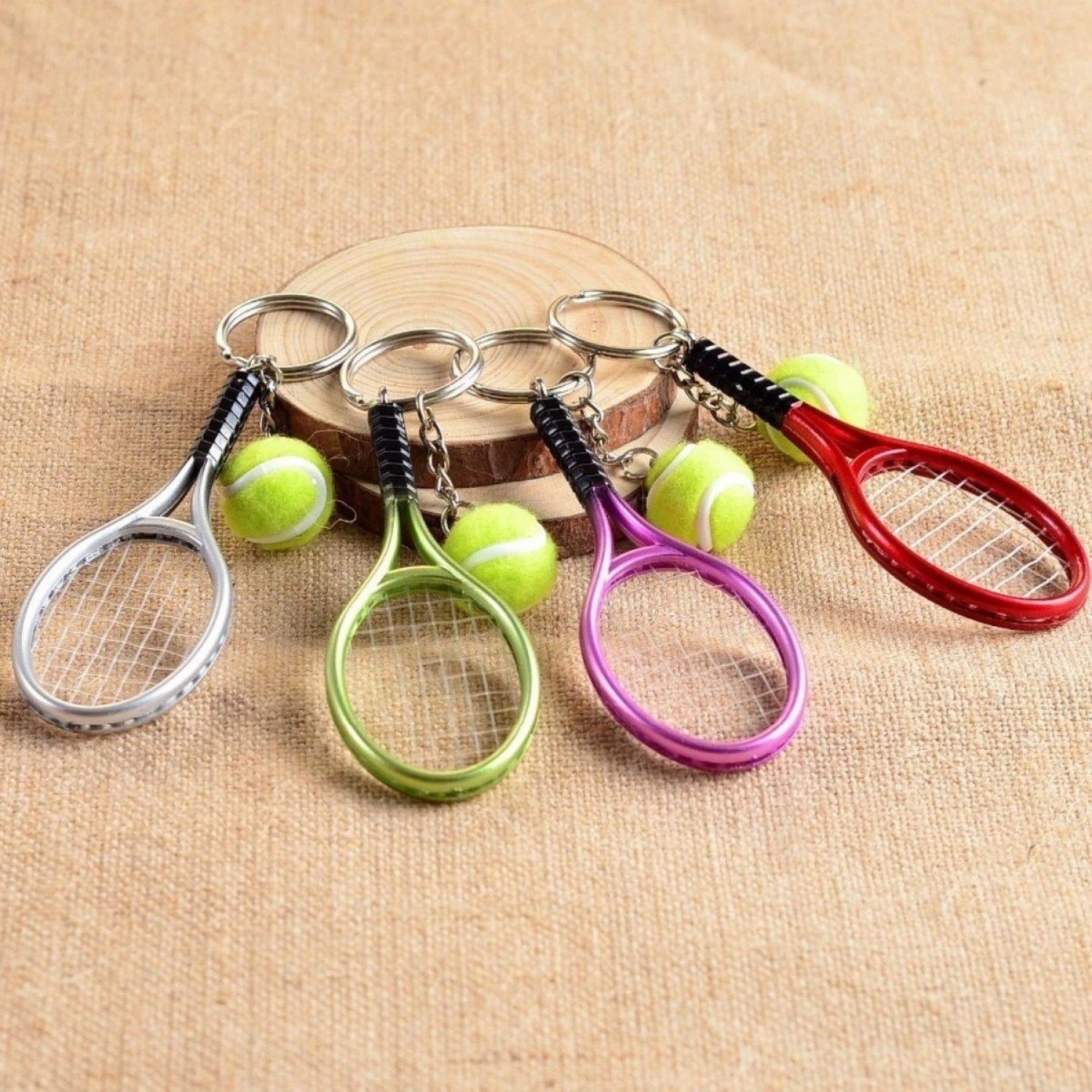 Marsilyan Gerçekçi Tenis Raketi Tasarımlı Şık Anahtarlık Kolye Çanta Süsü Tennis Keychain (4887) görsel 5