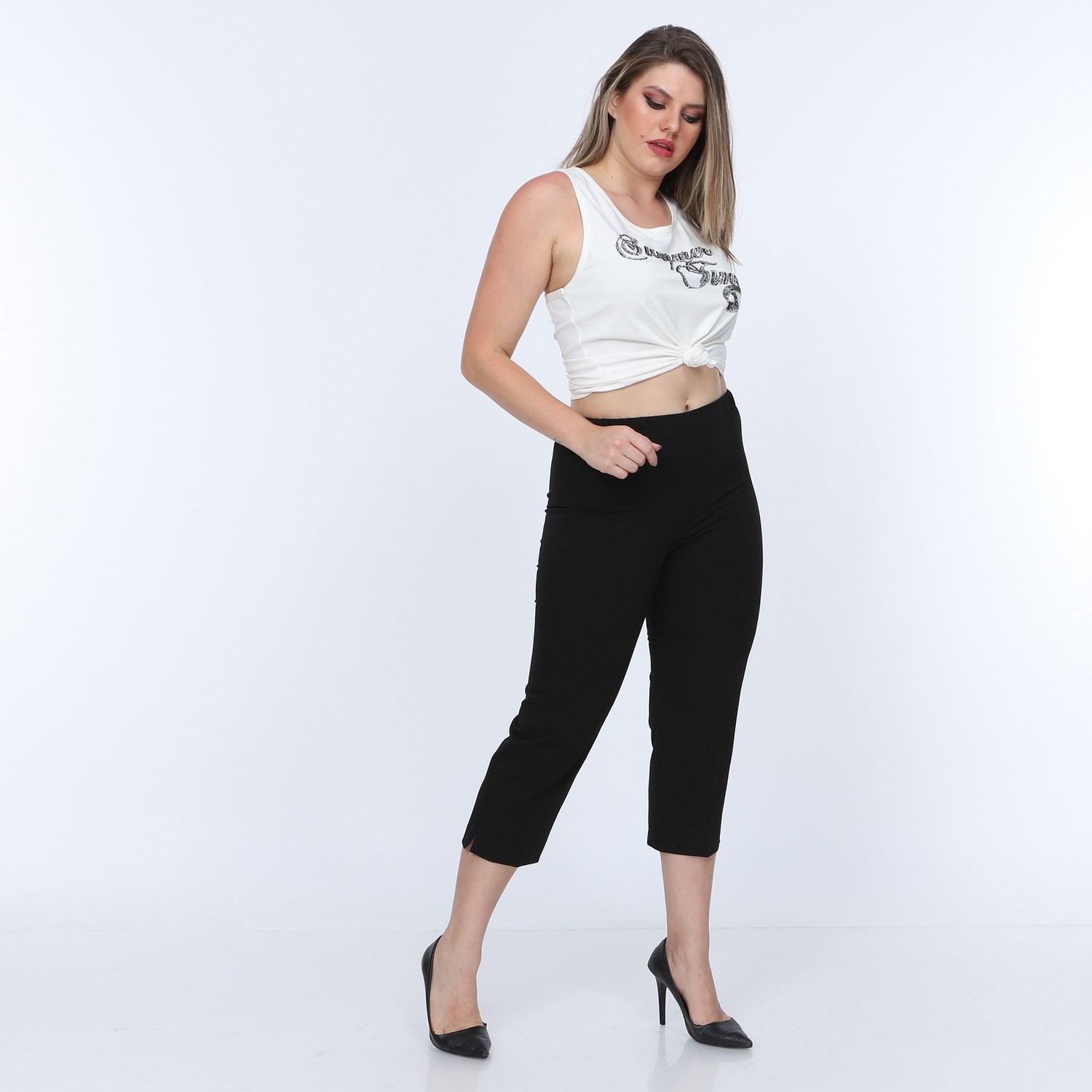 Gül Moda Lacivert Kumaş Kapri Büyük Beden G010 görsel 7