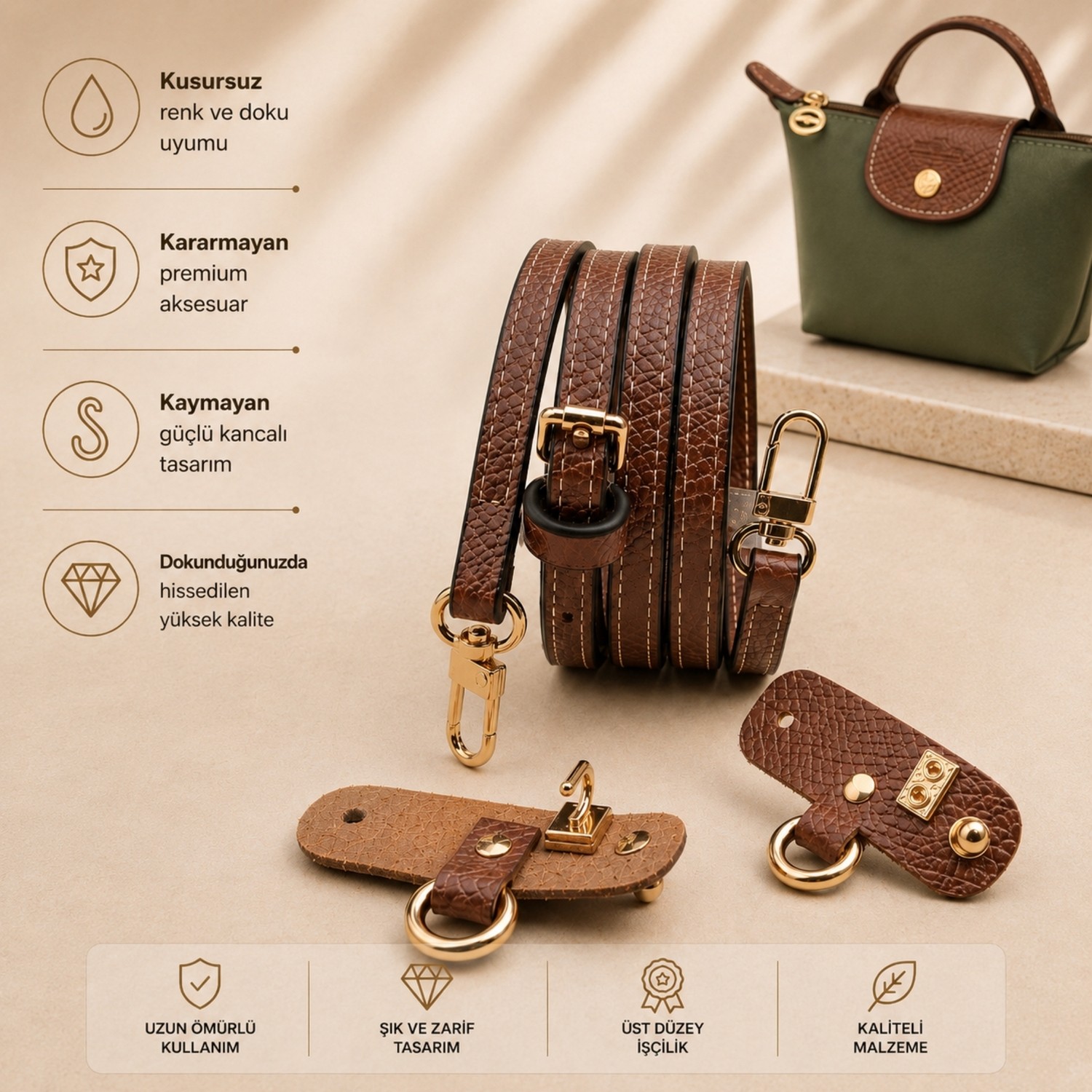 Wibego Longchamp Askı Le Pliage Uyumlu Çanta Için Omuz Askısı , Kadın Deri Çanta Askısı , Ayarlanabilir Çanta Kemeri , Çanta Aksesuar