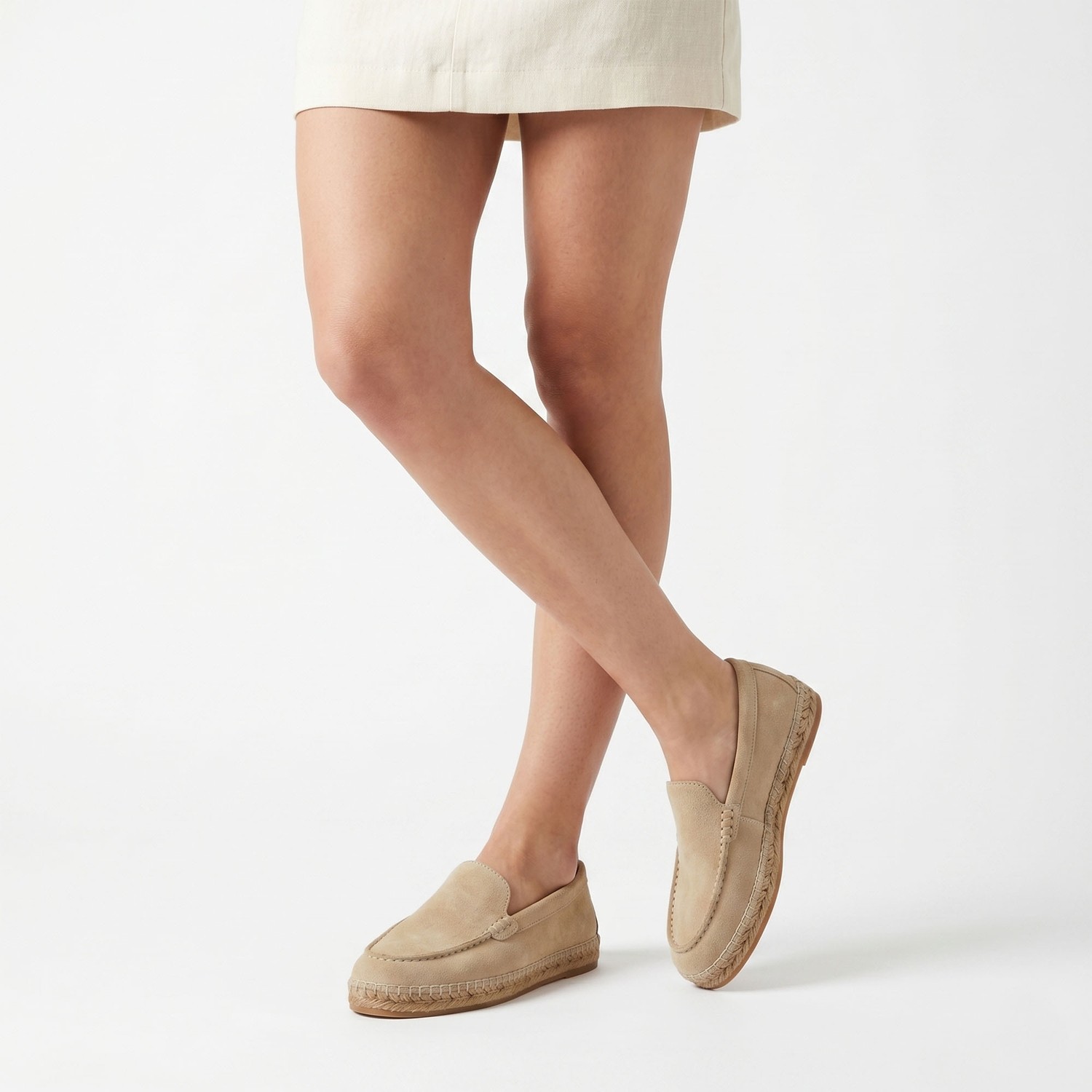 Siba Shoes Ruby Süet Deri Bej Kadın Espadril görsel 6