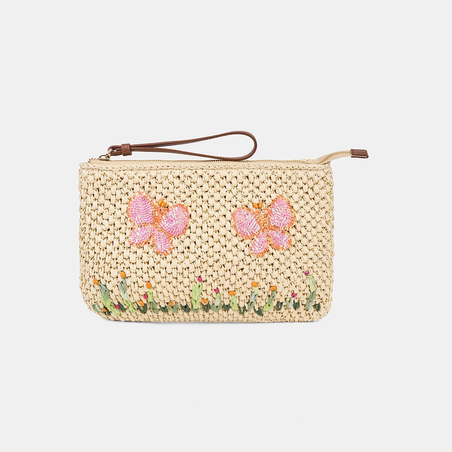 Desa Kadın Bej Kelebek Detaylı Hasır Clutch Çanta