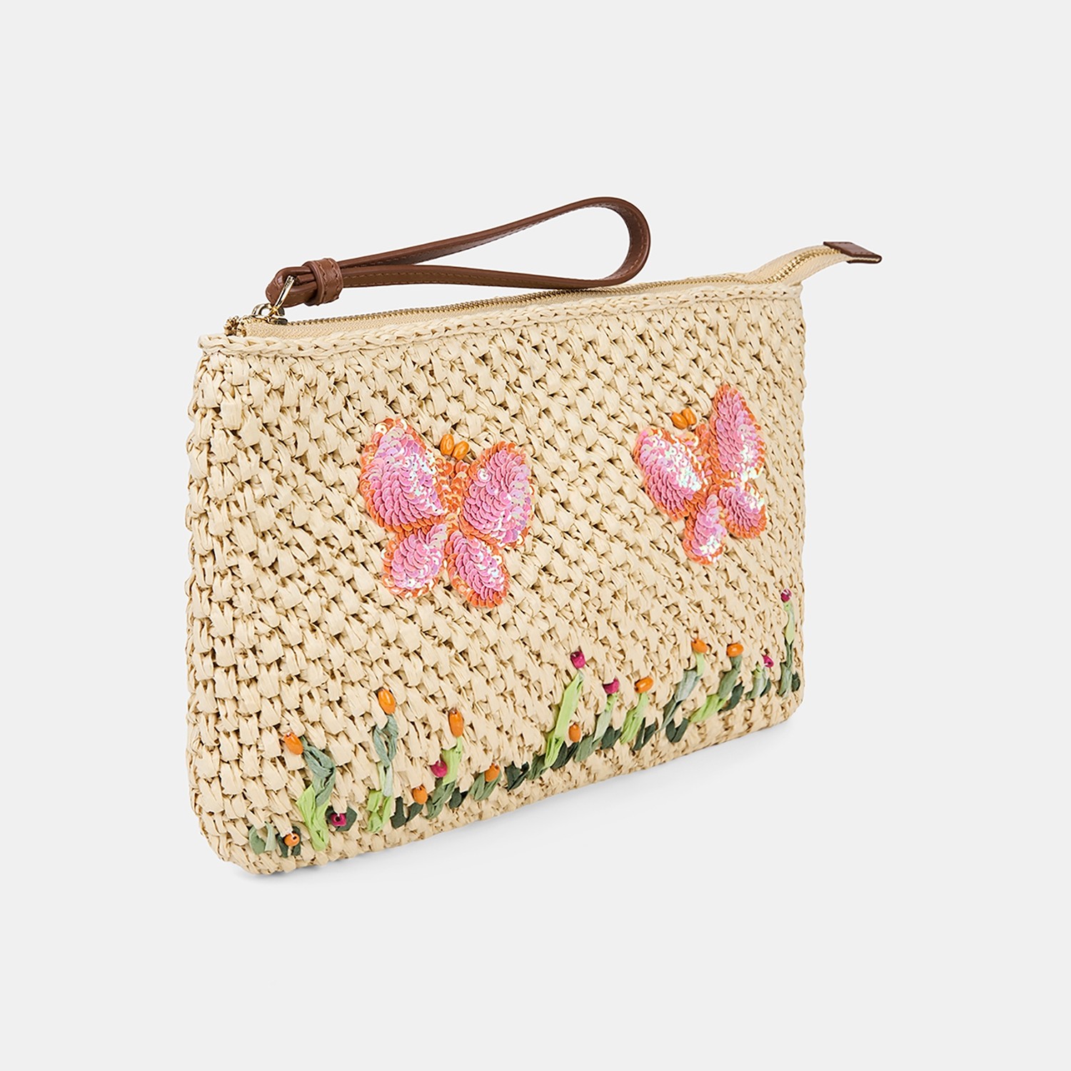 Desa Kadın Bej Kelebek Detaylı Hasır Clutch Çanta görsel 2