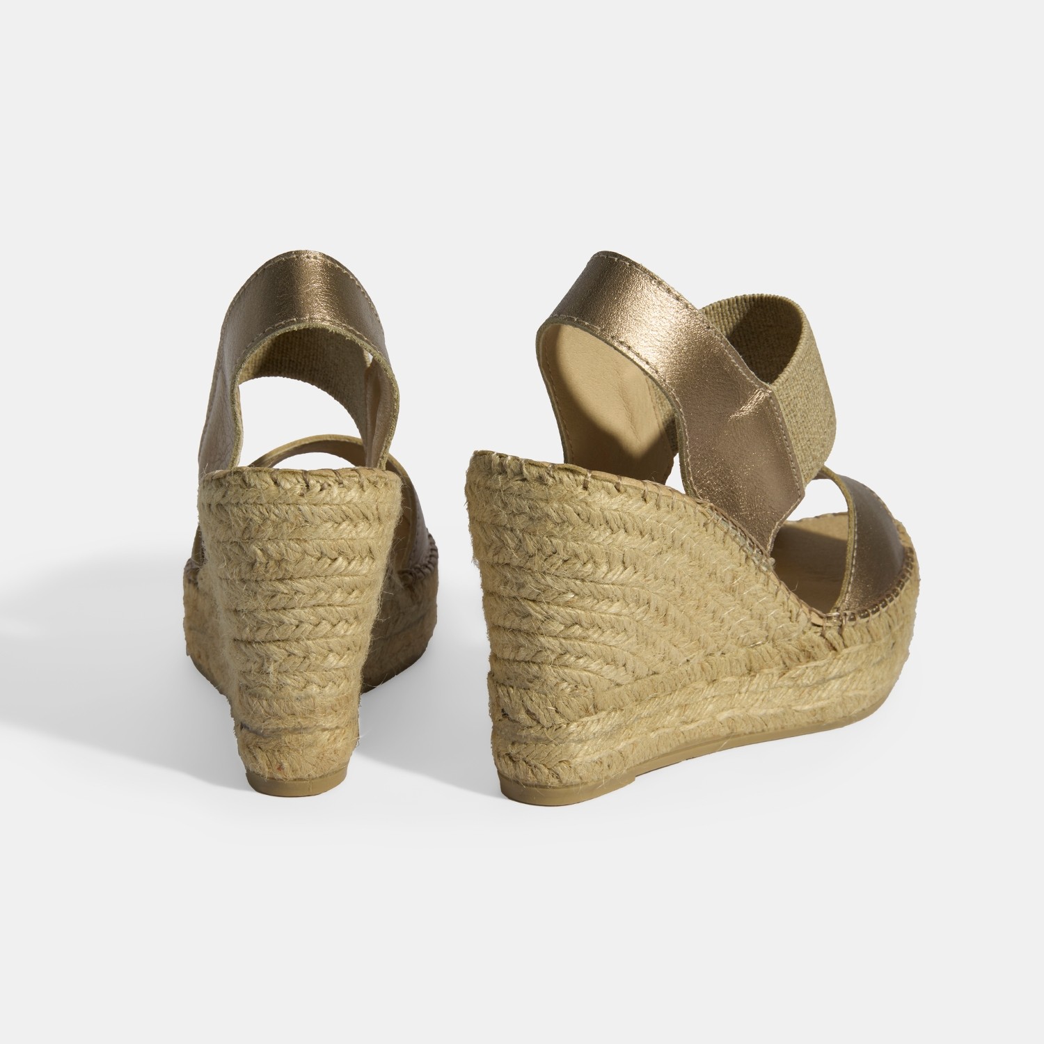 Desa Gold Kadın Lastik Bantlı Slingback Dolgu Topuklu Deri Espadril görsel 6