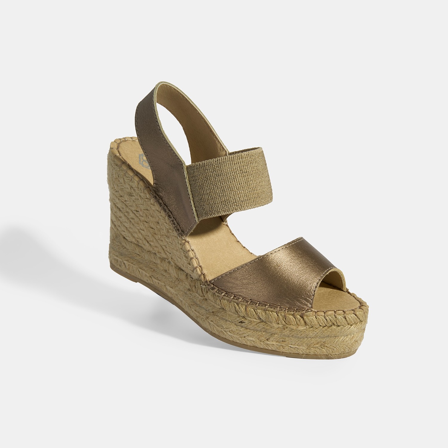 Desa Gold Kadın Lastik Bantlı Slingback Dolgu Topuklu Deri Espadril görsel 7