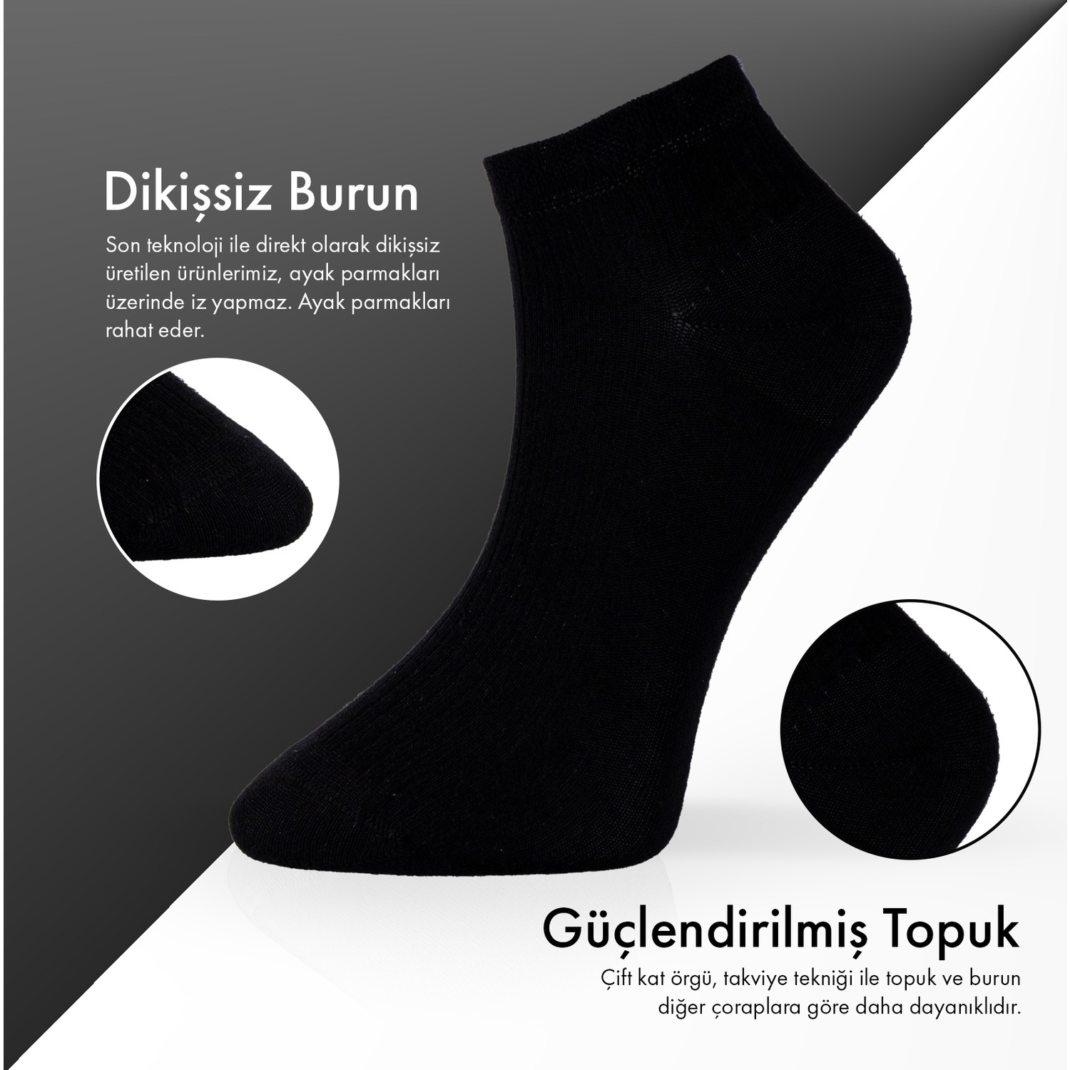 Lion Monroe Saf Bambu Erkek Patik Düz Kısa Asorti Çorap Dikişsiz Premium Kutulu 7'li L5952AZNP SoftAura görsel 3