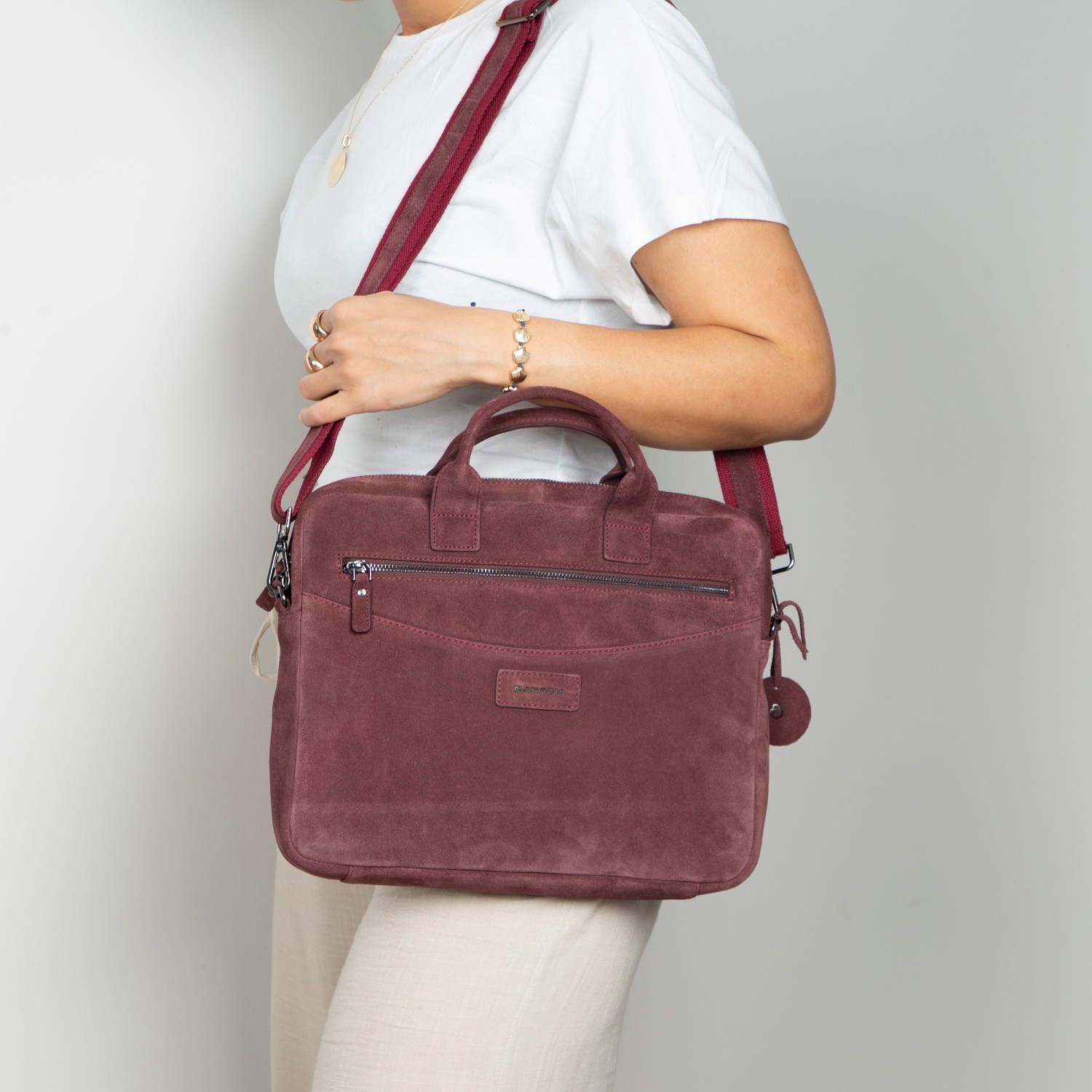 BloominBag Burgundy Still Hakiki Süet Deri 15-16 Inç Macbook/laptop Çantası görsel 8