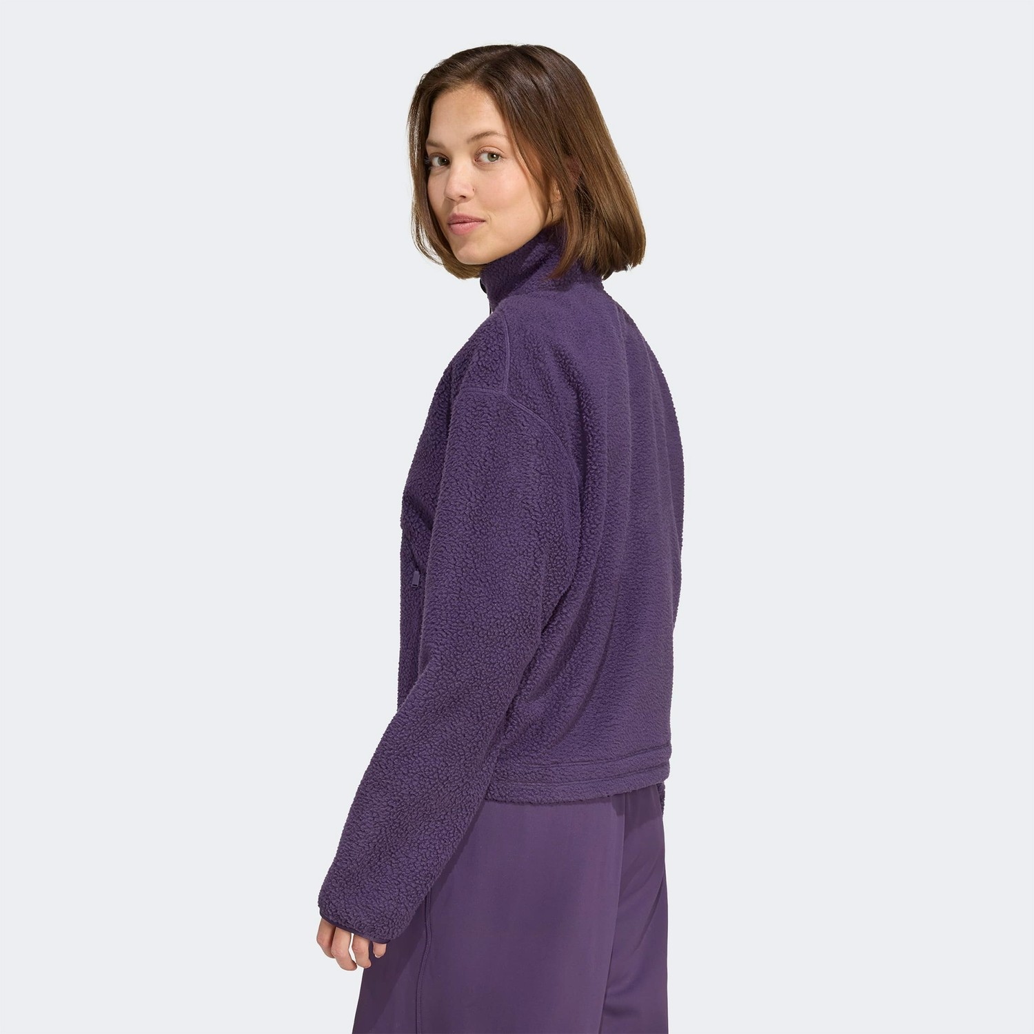 adidas City Tech High Pile Fleece Half Zip Kadın Mor Polar görsel 3