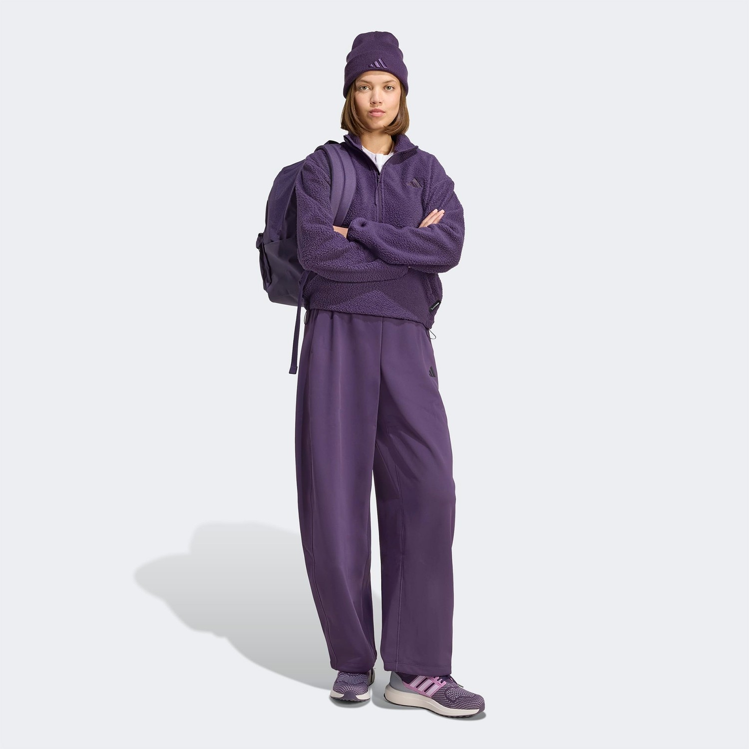 adidas City Tech High Pile Fleece Half Zip Kadın Mor Polar görsel 4
