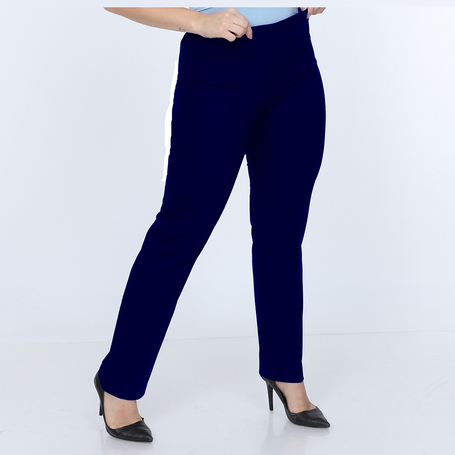 Gül Moda Bayan Büyük Beden Beli Lastikli Pantolon Lacivert