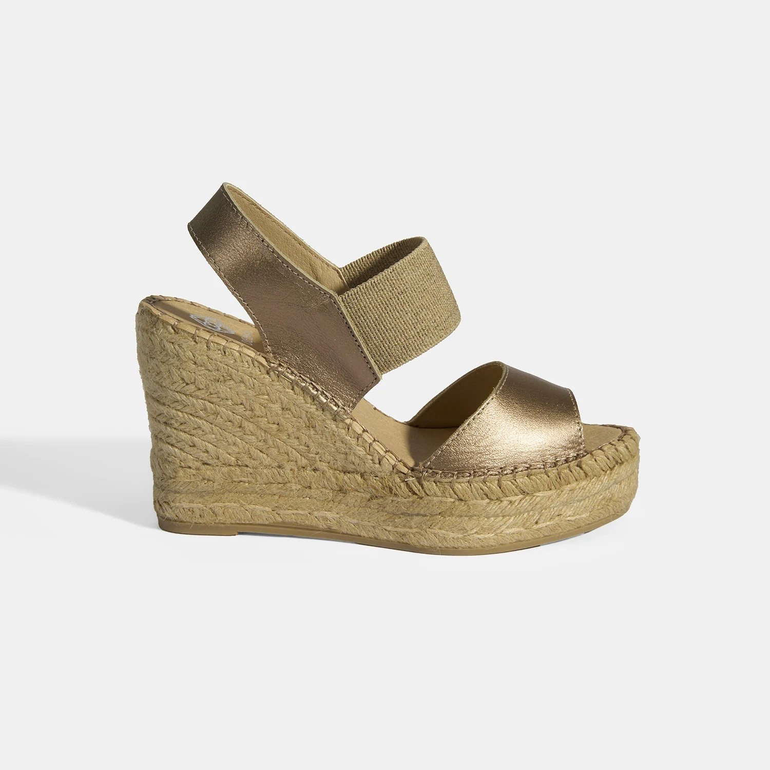 Desa Gold Kadın Lastik Bantlı Slingback Dolgu Topuklu Deri Espadril görsel 2