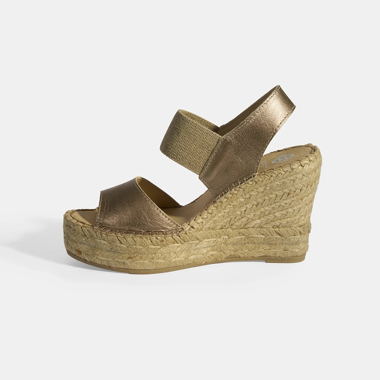 Desa Gold Kadın Lastik Bantlı Slingback Dolgu Topuklu Deri Espadril görsel 3