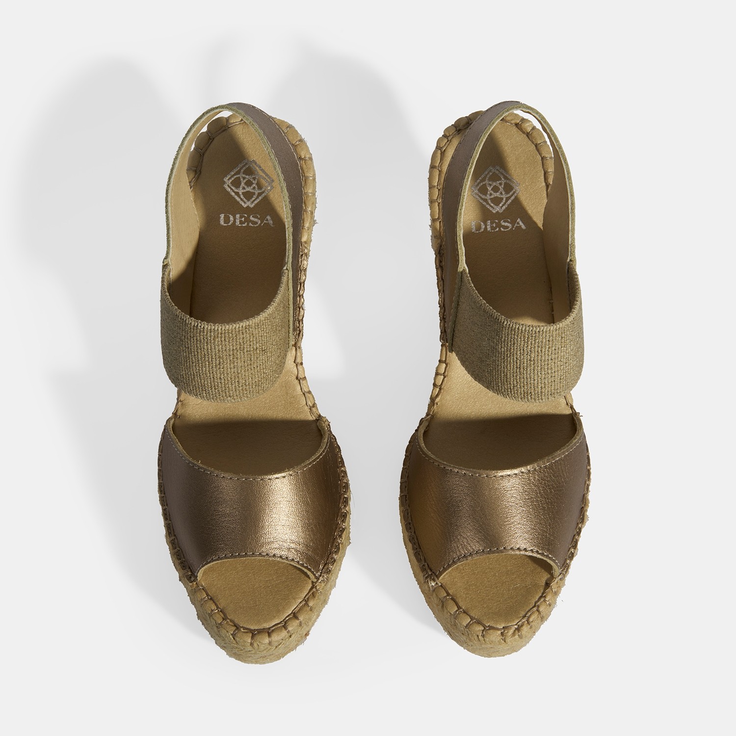 Desa Gold Kadın Lastik Bantlı Slingback Dolgu Topuklu Deri Espadril görsel 4