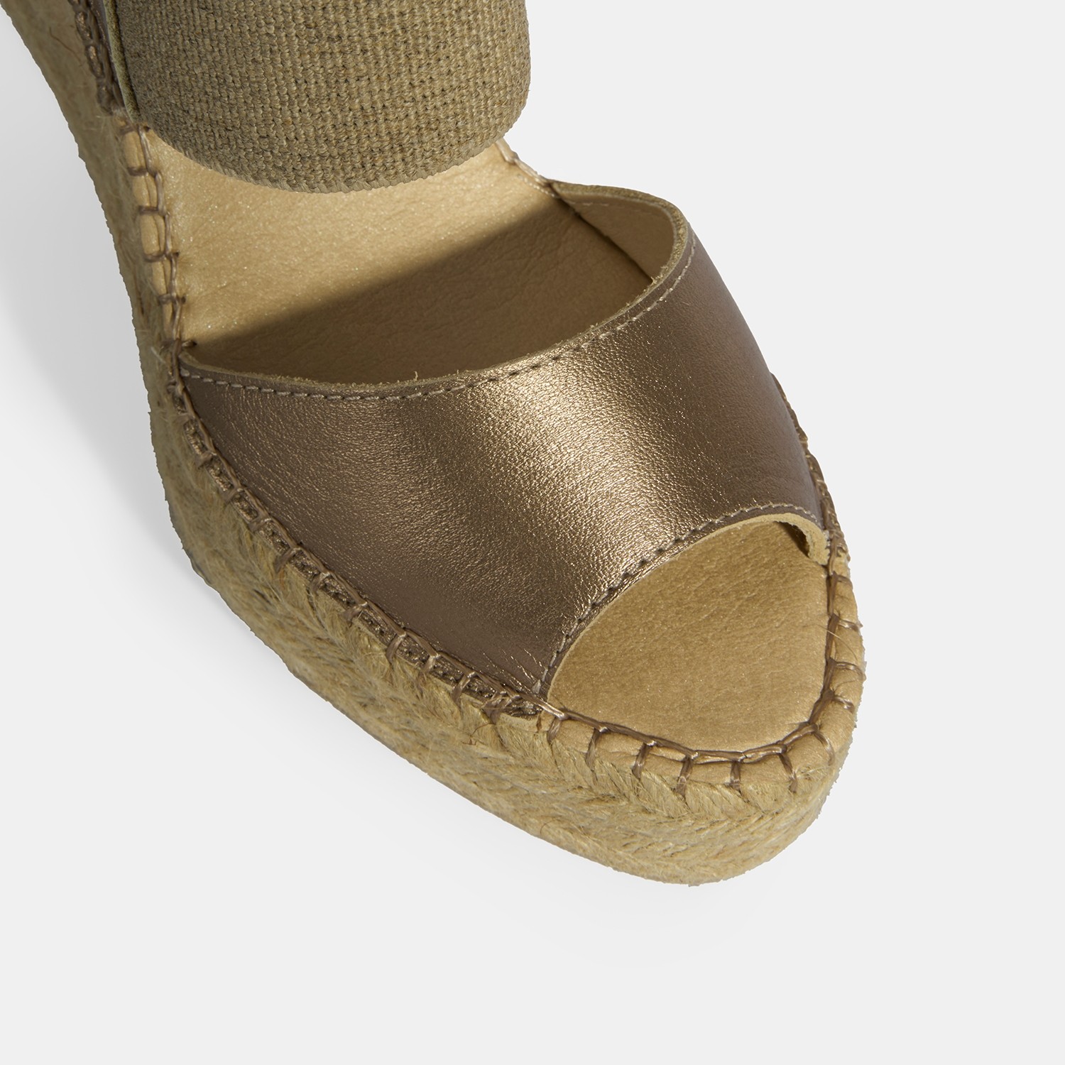 Desa Gold Kadın Lastik Bantlı Slingback Dolgu Topuklu Deri Espadril görsel 5