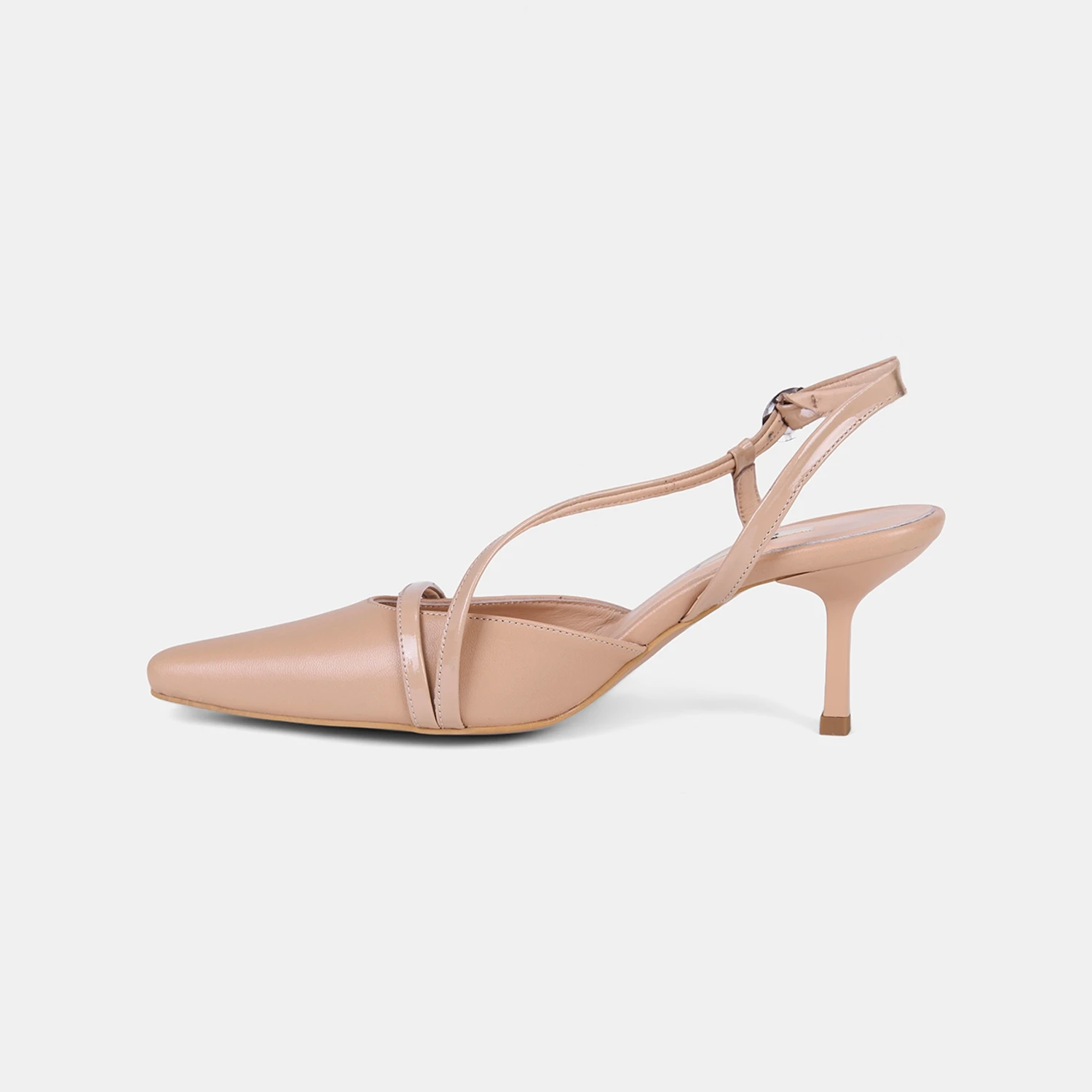 Resim Desa Kadın Ten Slingback Sivri Burunlu Ince Topuklu Deri Stiletto 