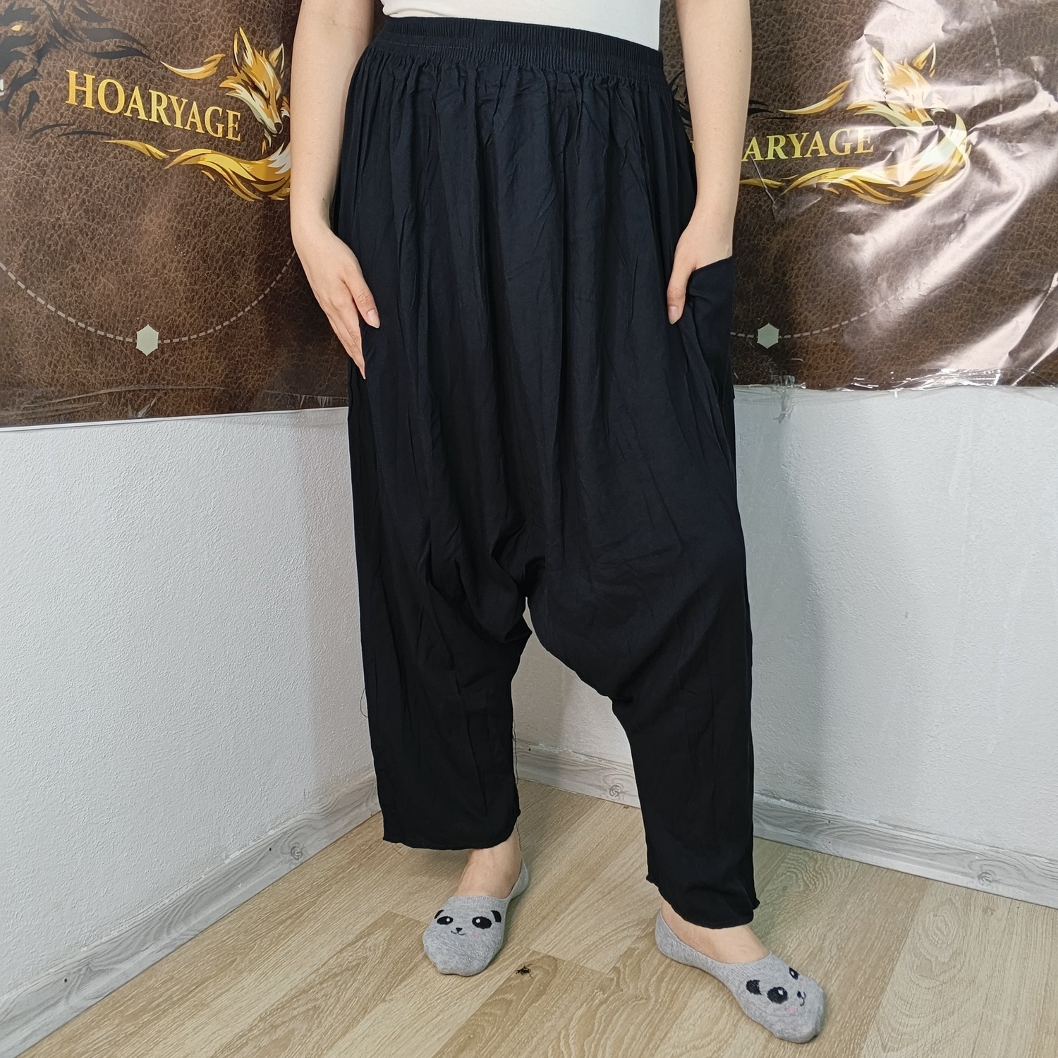Hoaryage Otantik Köy Şalvarı %100 Pamuk Viskon Çiçek Desenli Rahat Kesim Ağlı Kadın Şalvarı 38BEDEN 100 kg görsel 2