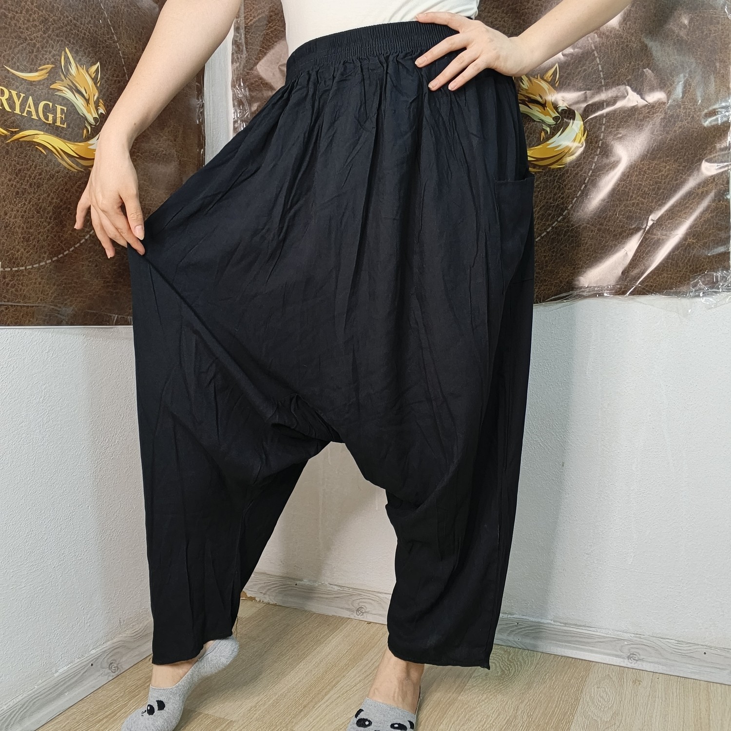 Hoaryage Otantik Köy Şalvarı %100 Pamuk Viskon Çiçek Desenli Rahat Kesim Ağlı Kadın Şalvarı 38BEDEN 100 kg görsel 3