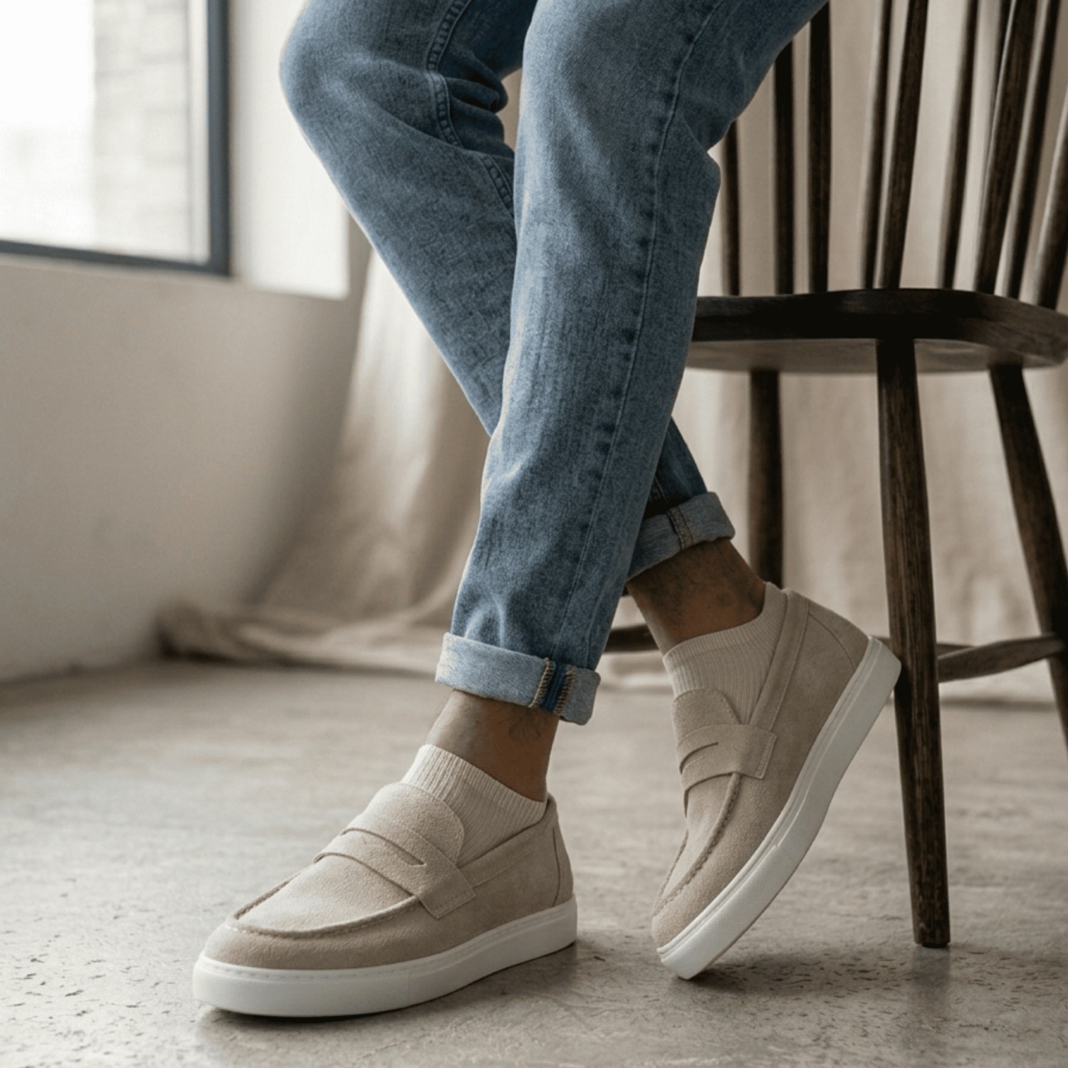Tarzbu Erkek Loafer Ayakkabı Günlük Rahat Bağcıksız Süet Casual Klasik Ayakkabı TARZ0580
