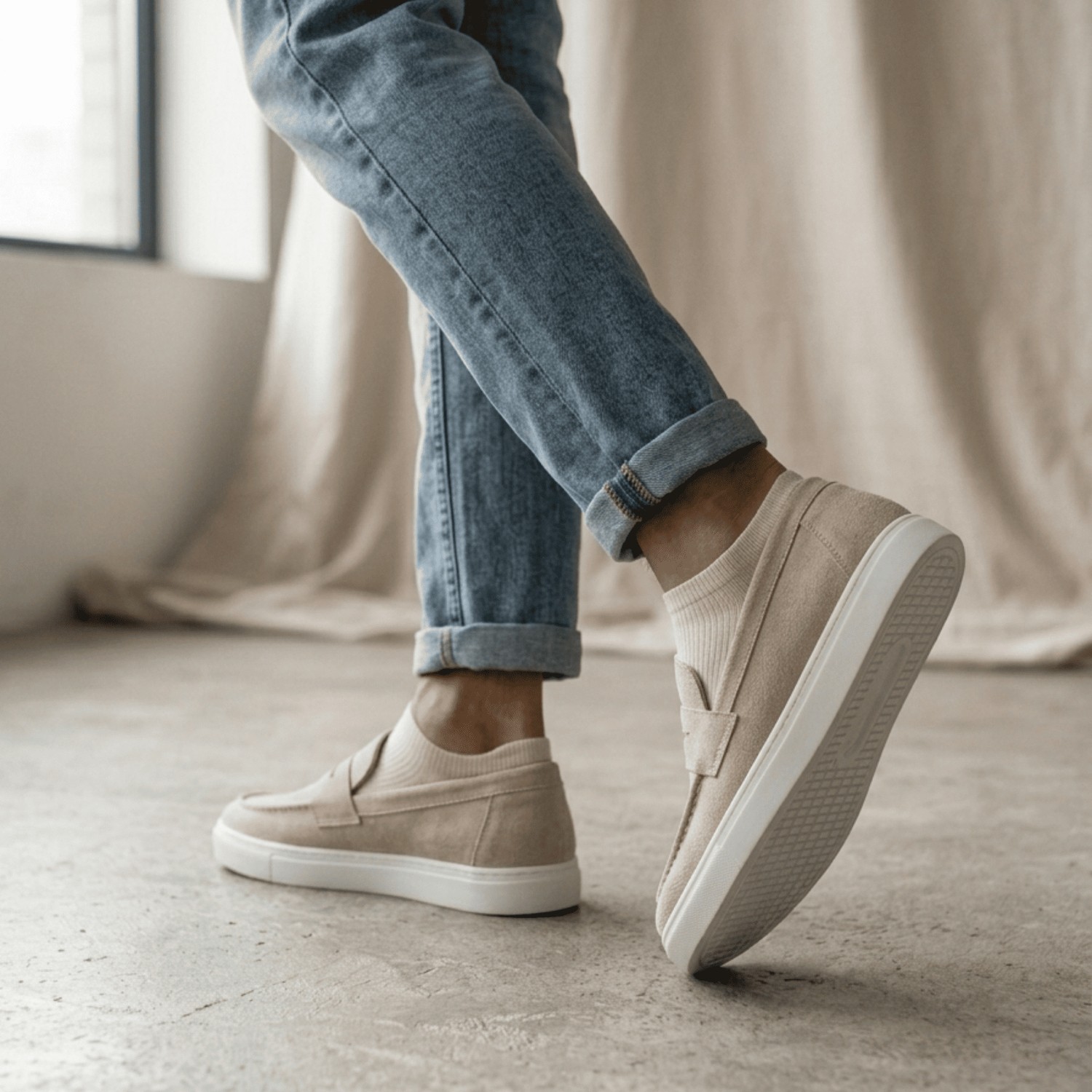 Tarzbu Erkek Loafer Ayakkabı Günlük Rahat Bağcıksız Süet Casual Klasik Ayakkabı TARZ0580 görsel 4