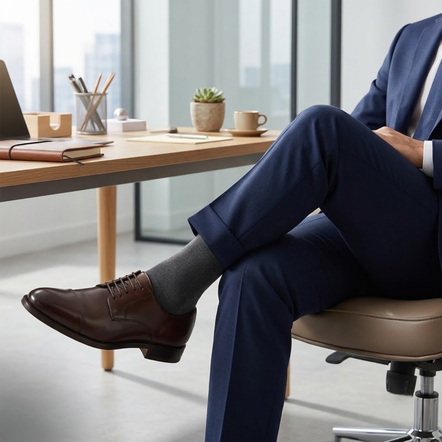 Socketta 3'lü Füme Erkek Business Modal Dikişsiz Takviyeli Ince Yazlık Soket Çorap - Premium görsel 4