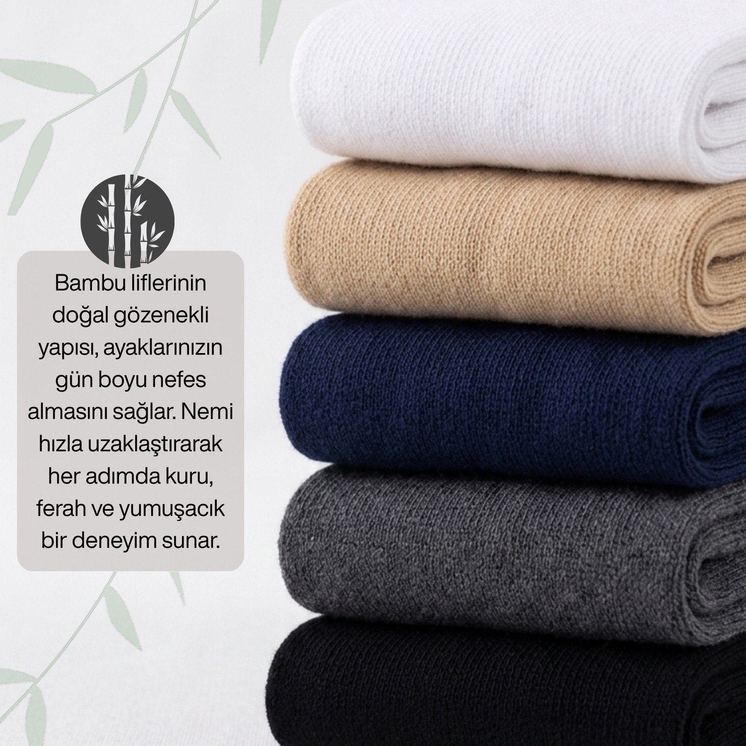 Socketta 6'lı Kadın Bambu Dikişsiz Siyah Esnek Uzun Soket Çorap, Premium görsel 3