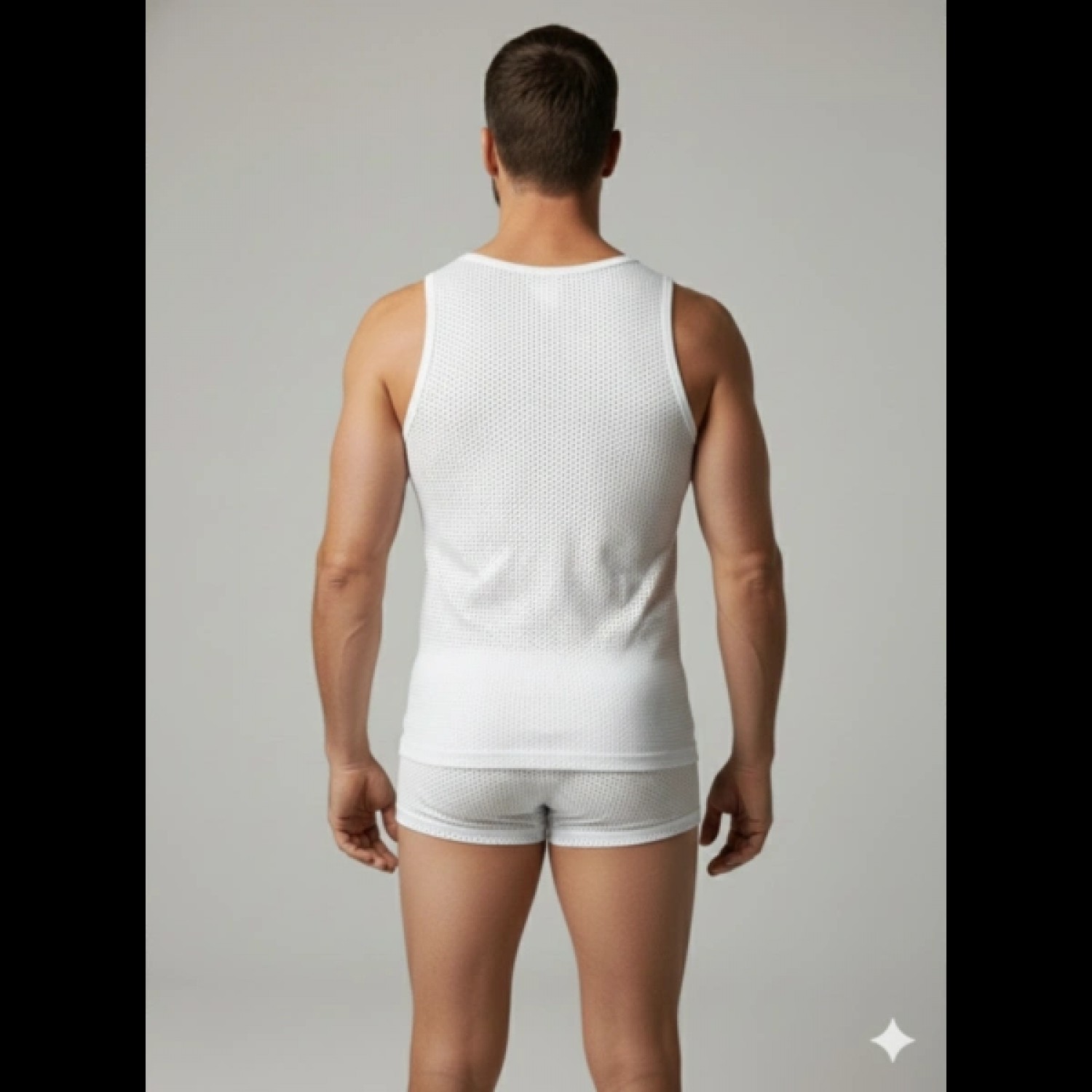 Hace Bazaar Erkek Beyaz File Tank Top Boxer Takımı görsel 3
