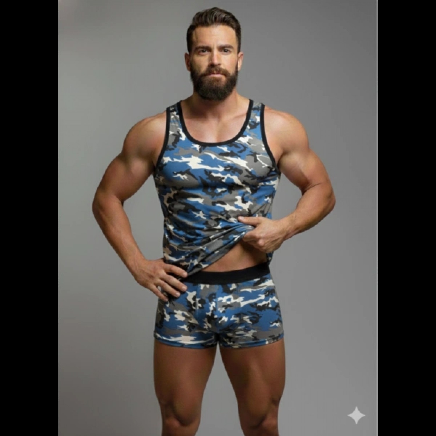 Hace Bazaar Erkek Kamuflaj Tank Top Boxer Iç Çamaşır Takımı