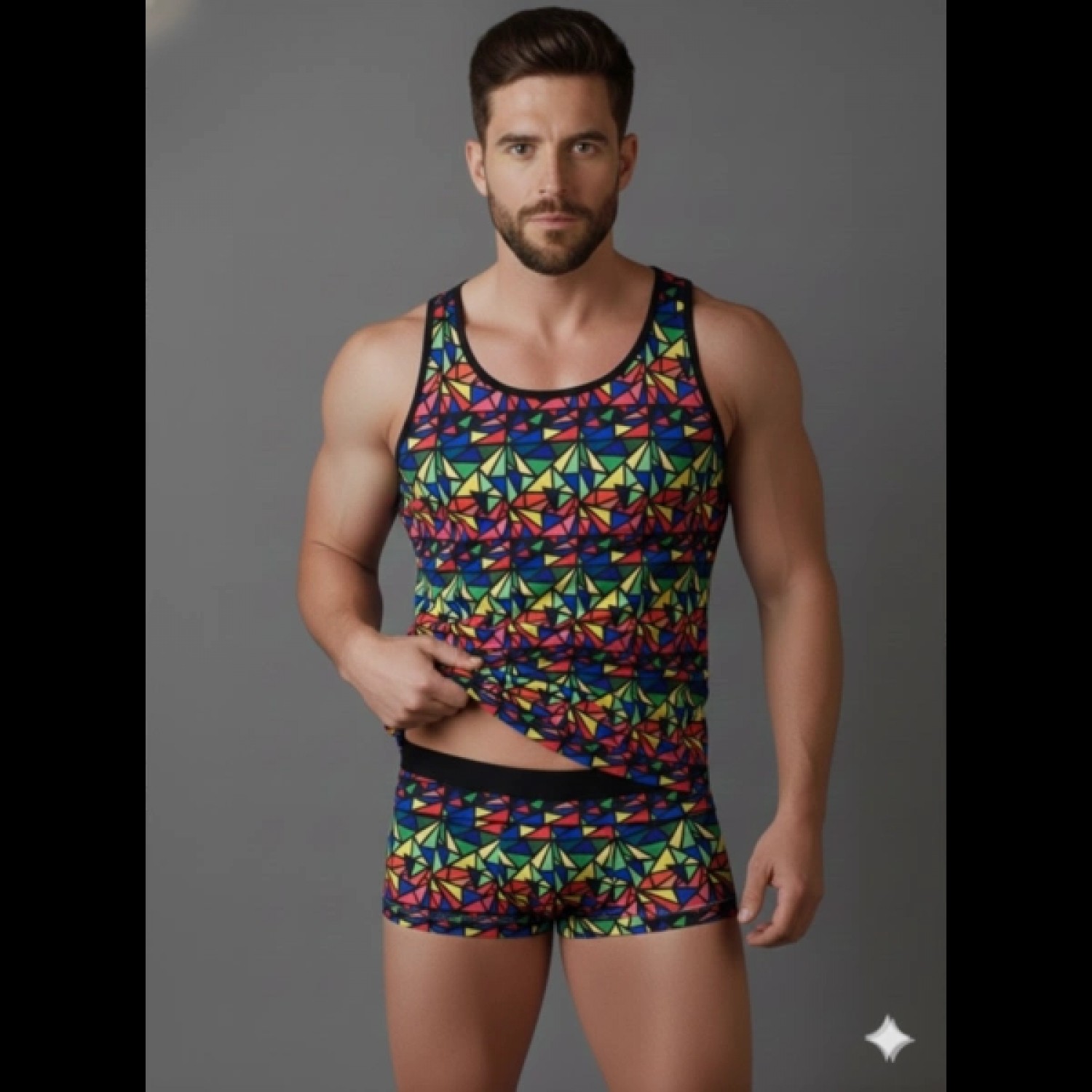 Hace Bazaar Erkek Renkli Tank Top Boxer Takımı