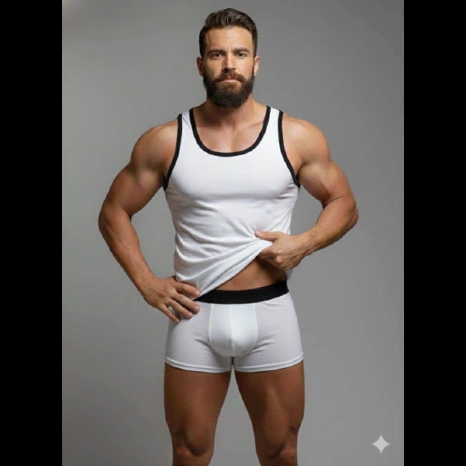 Hace Bazaar Erkek Beyaz Tank Top Boxer Takım