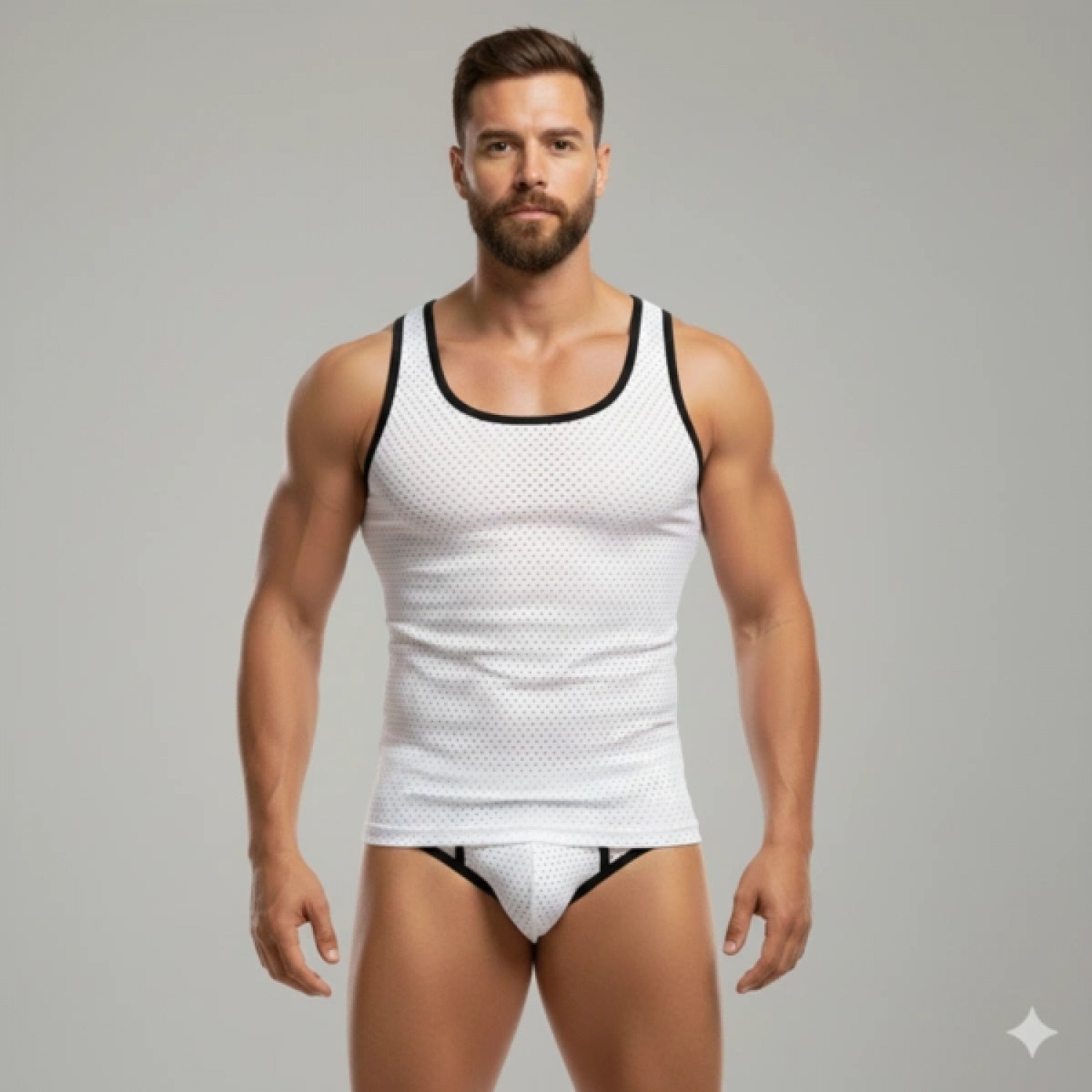 Hace Bazaar Beyaz Delikli Kumaş Tank Top Slip Takımı