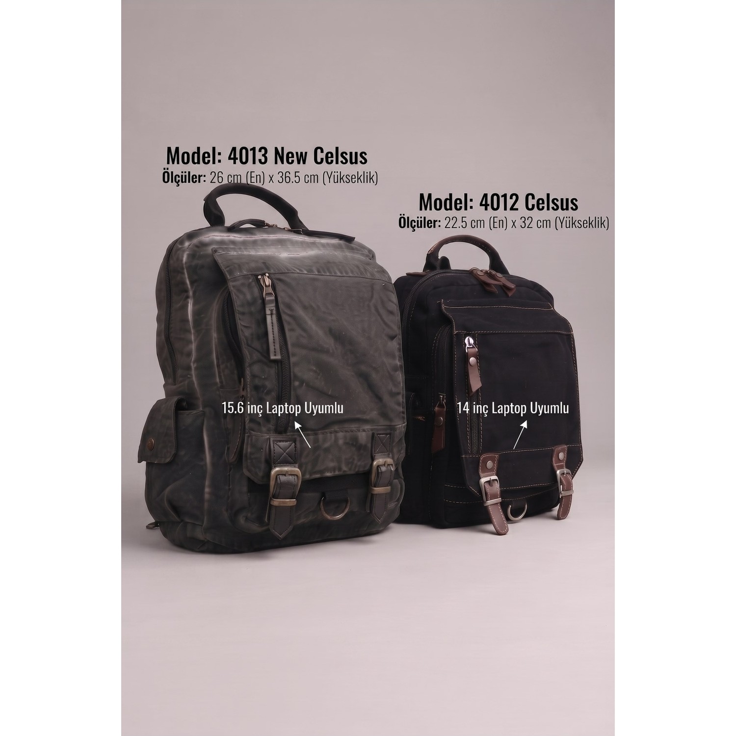 Cappadocia Vintage Celsus 4013 Vintage Kanvas Sırt Çantası, 15,6 Inç Laptop Bölmeli, Çok Cepli Seyahat ve Günlük Kullanım Çantası görsel 7