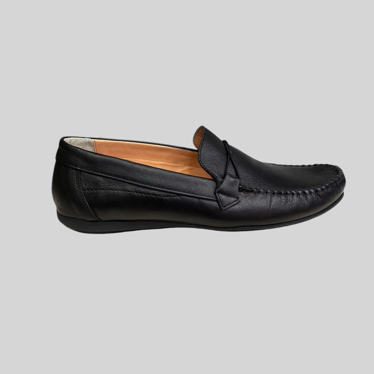 Beren Footwear 220 Erkek Hakiki Deri Lastik Aksesuarlı Loafer Ayakkabı Siyah