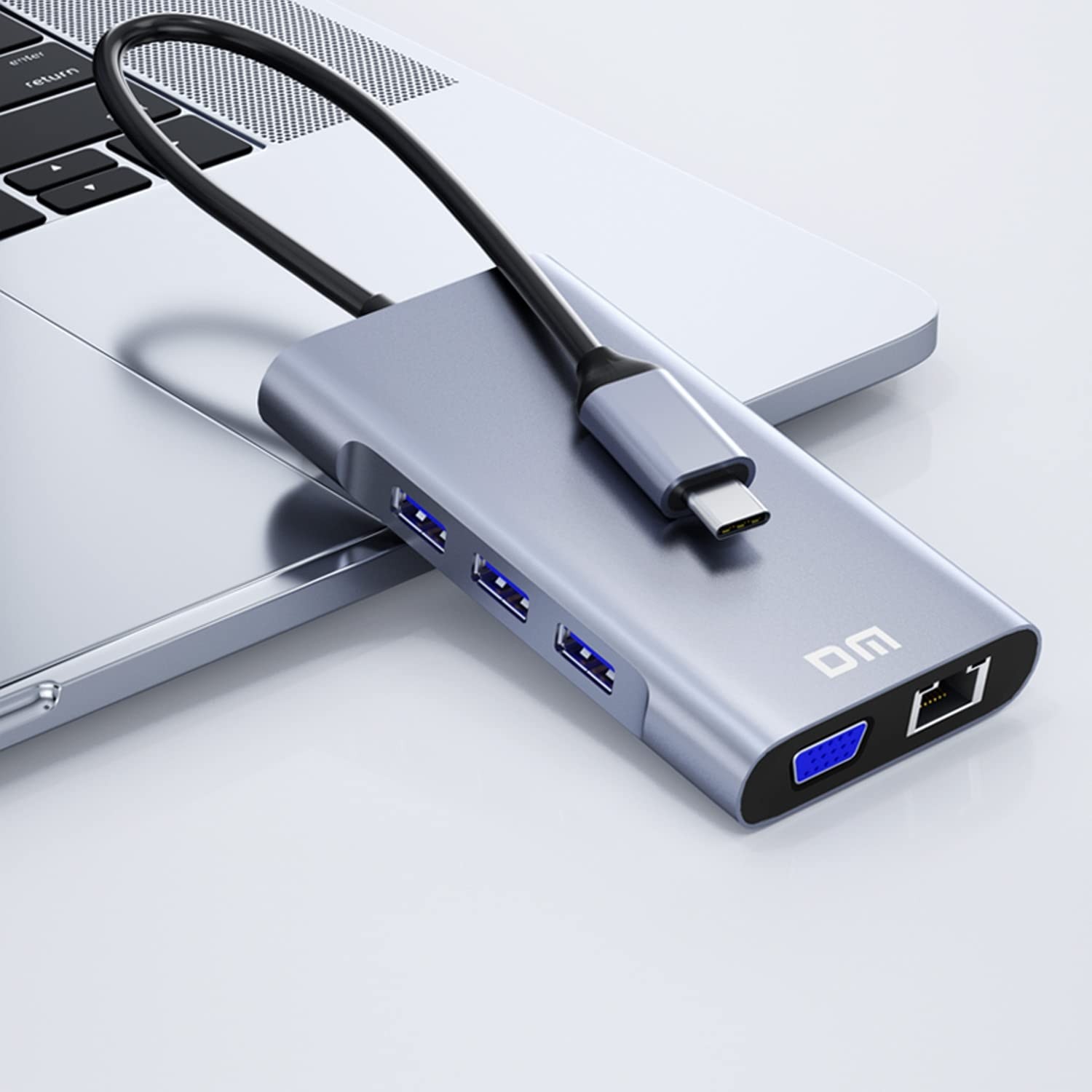 Aesco Dm CHB055 Type-C To HDMI VGA RJ45 Ethernet 3*usb 3.0 Aux Pd Tf Sd Kart Okuyucu Dönüştürücü görsel 3