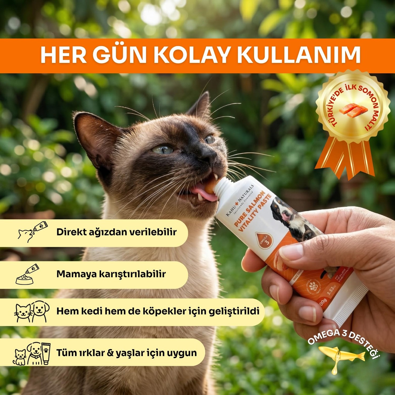 Aesco Kahu Naturals Somon Yağlı Malt, Omega-3 (Epa & Dha) Içerikli, Kedi ve Köpek Için, 100 G görsel 5