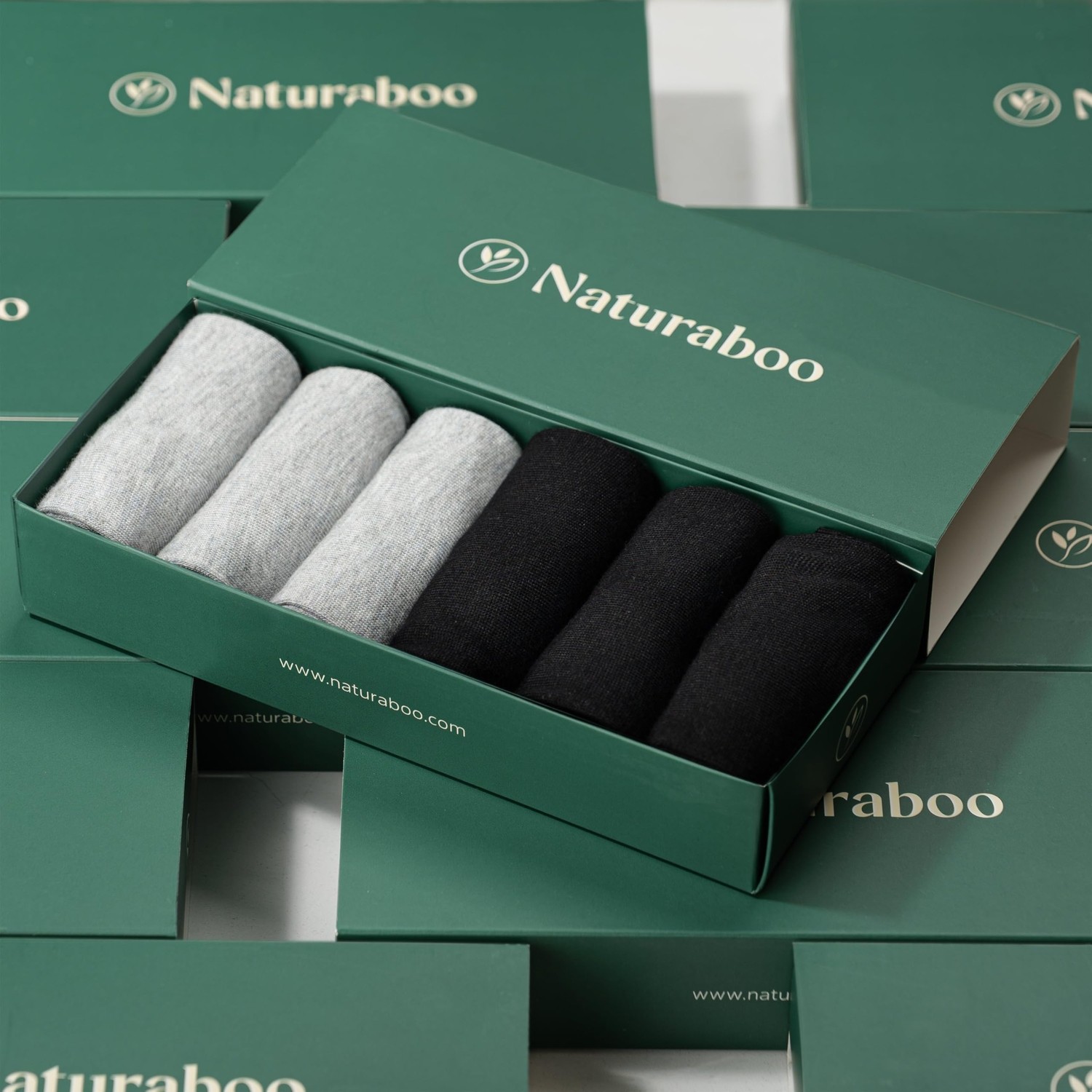 Aesco Naturaboo Bambu Spor Patik Çorap, Dikişsiz, Terletmez, Nefes Alabilir, Arka Bilek Tahriş Önleyici Destek, Kutulu, 6 Çift Paket (Siyah Gri (3+3), 43-46) görsel 3