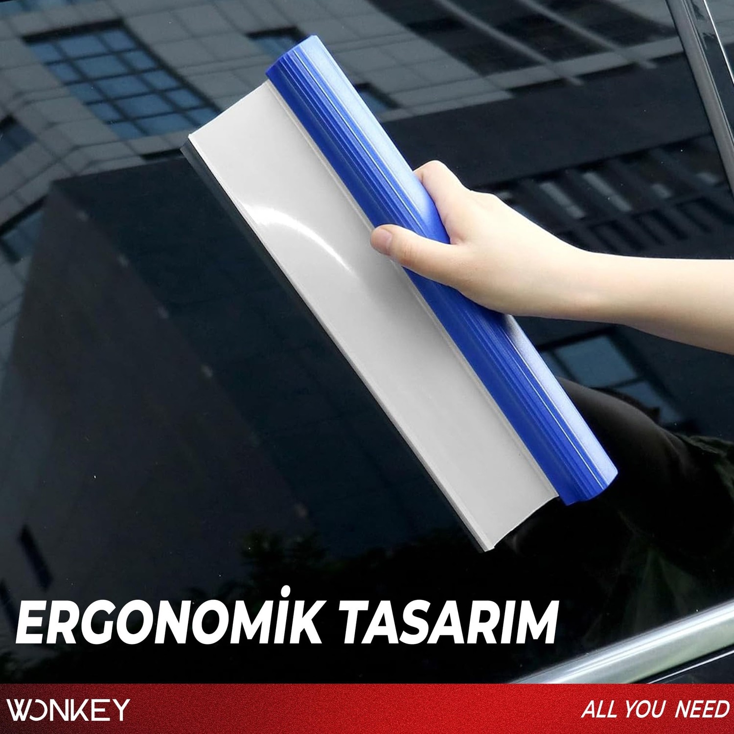 Aesco Wonkey - Silikon Uçlu Kaporta Su Çekeceği, Oto Araba Yıkama Kurulama Su Alma Çekeçek, Çizmez Otomobil Cam Su Çekme Aparatı, Oto Çekcek görsel 4